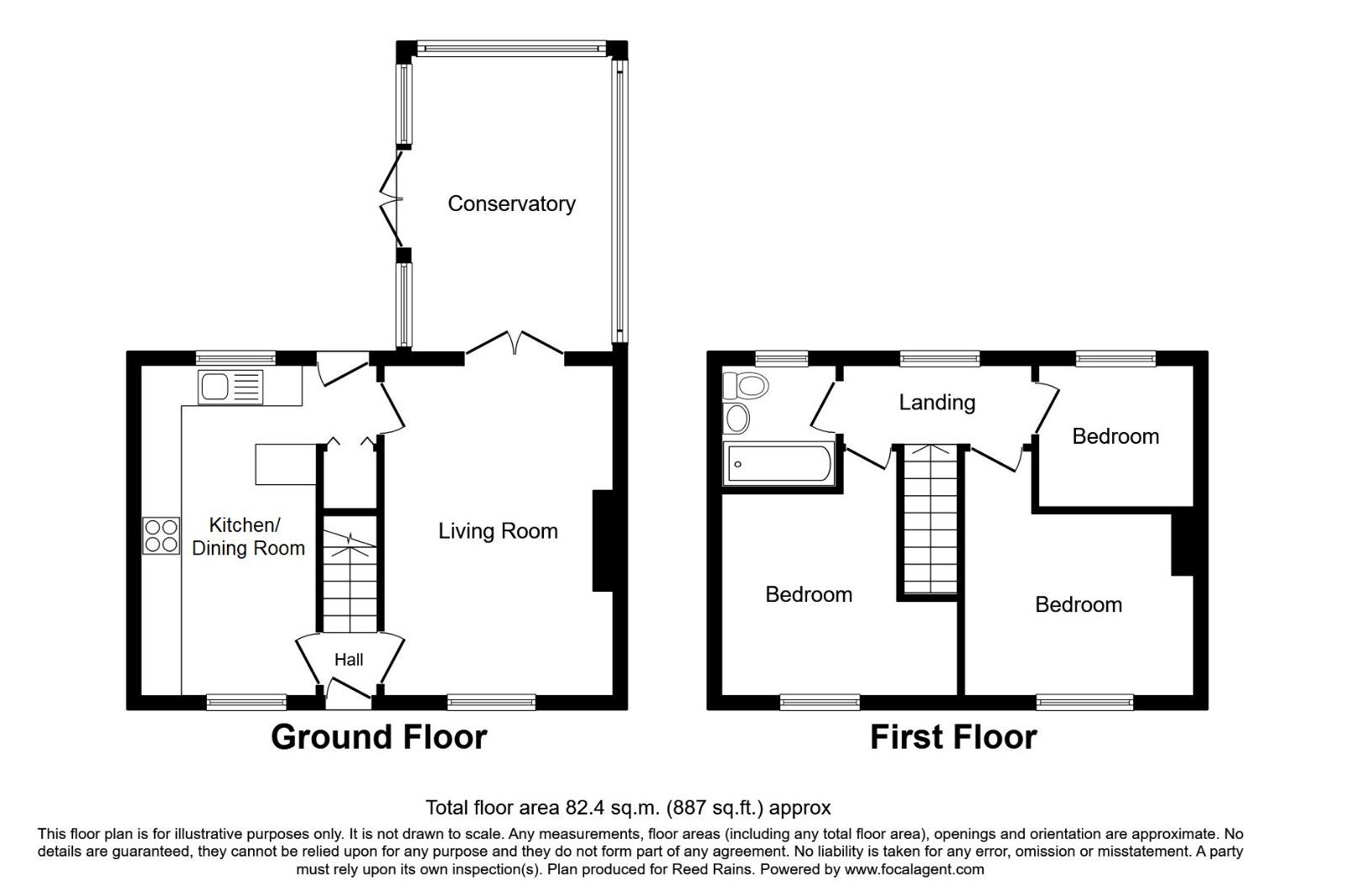 Floorplan of 3 bedroom Semi Detached House for sale, Belgrave Road, Macclesfield, Cheshire, SK11