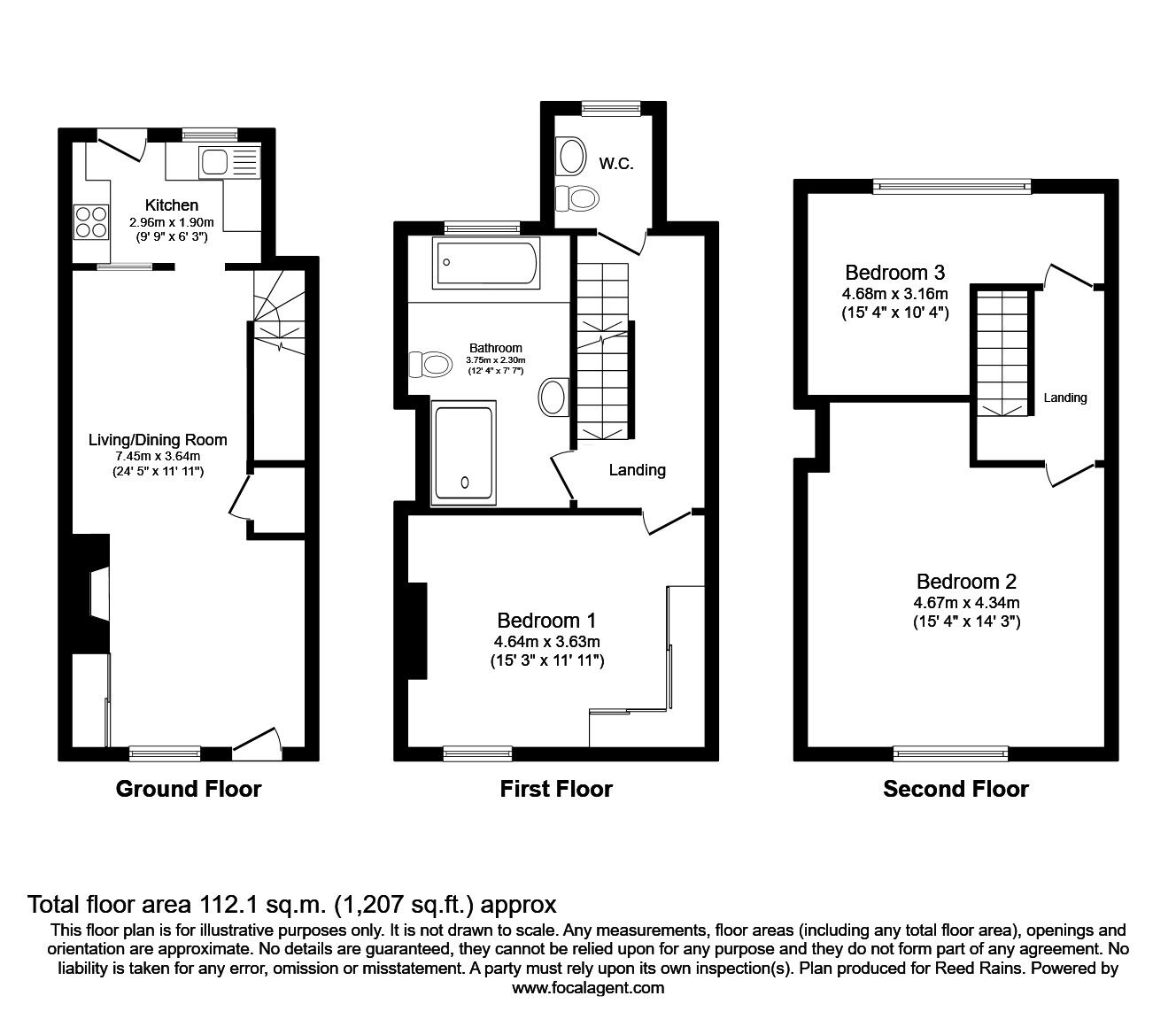 Floorplan of 3 bedroom Mid Terrace House for sale, Peel Street, Macclesfield, Cheshire, SK11