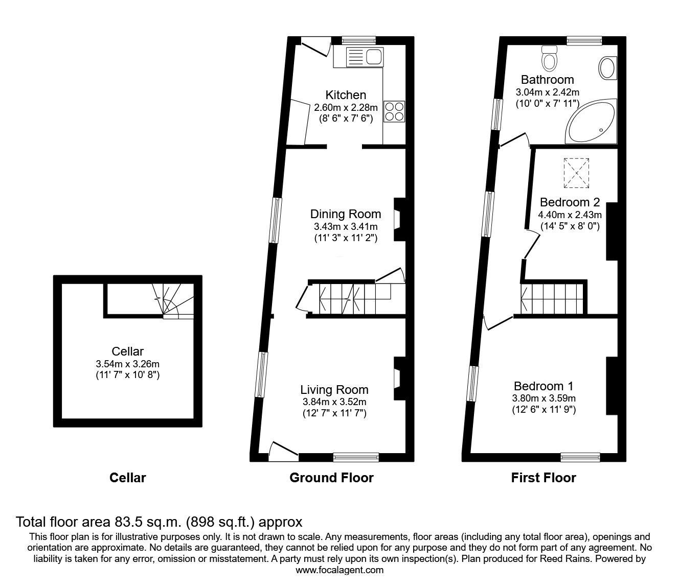 Floorplan of 2 bedroom End Terrace House for sale, Brook Street, Macclesfield, Cheshire, SK11