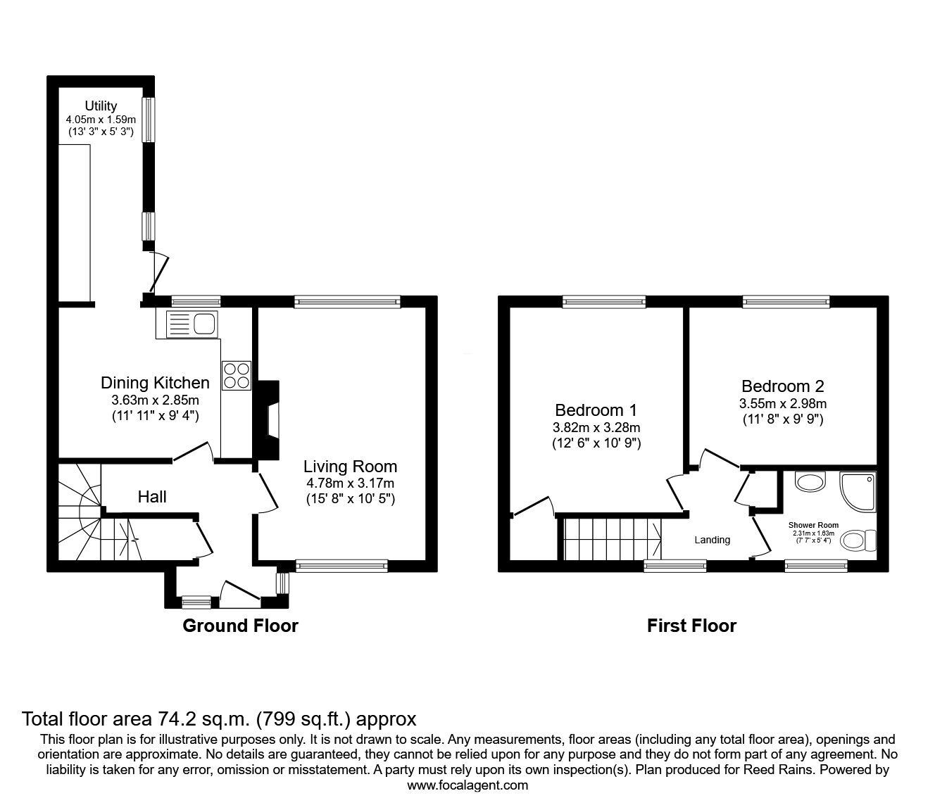 Floorplan of 2 bedroom Mid Terrace House for sale, Hilton Close, Cheshire, SK11