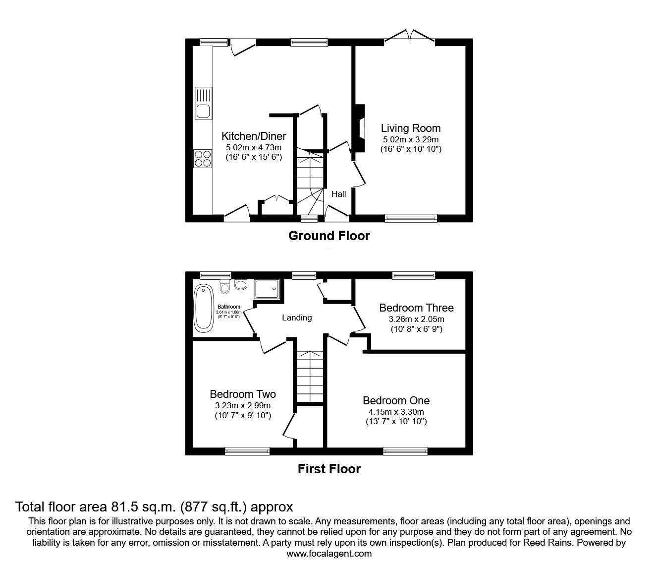Floorplan of 3 bedroom Mid Terrace House for sale, Kendal Road, Macclesfield, Cheshire, SK11