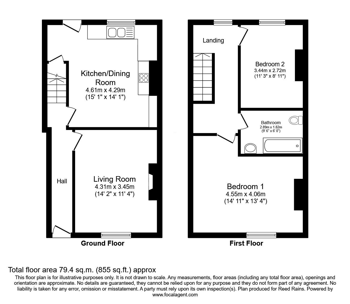 Floorplan of 2 bedroom Mid Terrace House for sale, St. Georges Street, Macclesfield, Cheshire, SK11