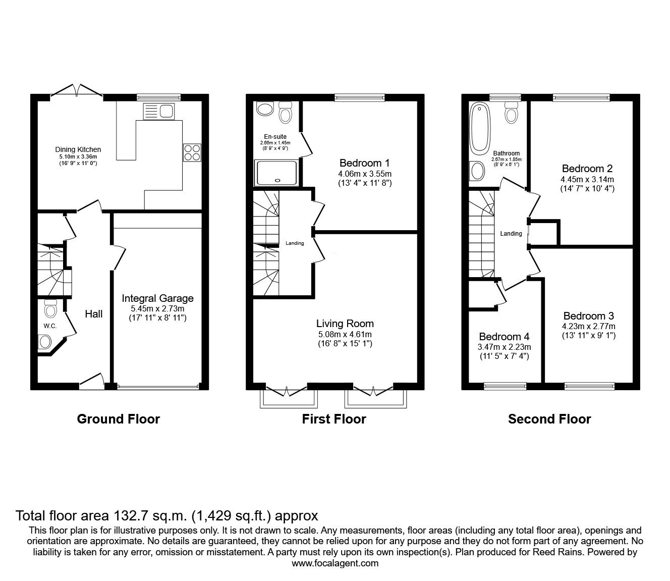 Floorplan of 4 bedroom Mid Terrace House for sale, Winchester Drive, Macclesfield, Cheshire, SK10