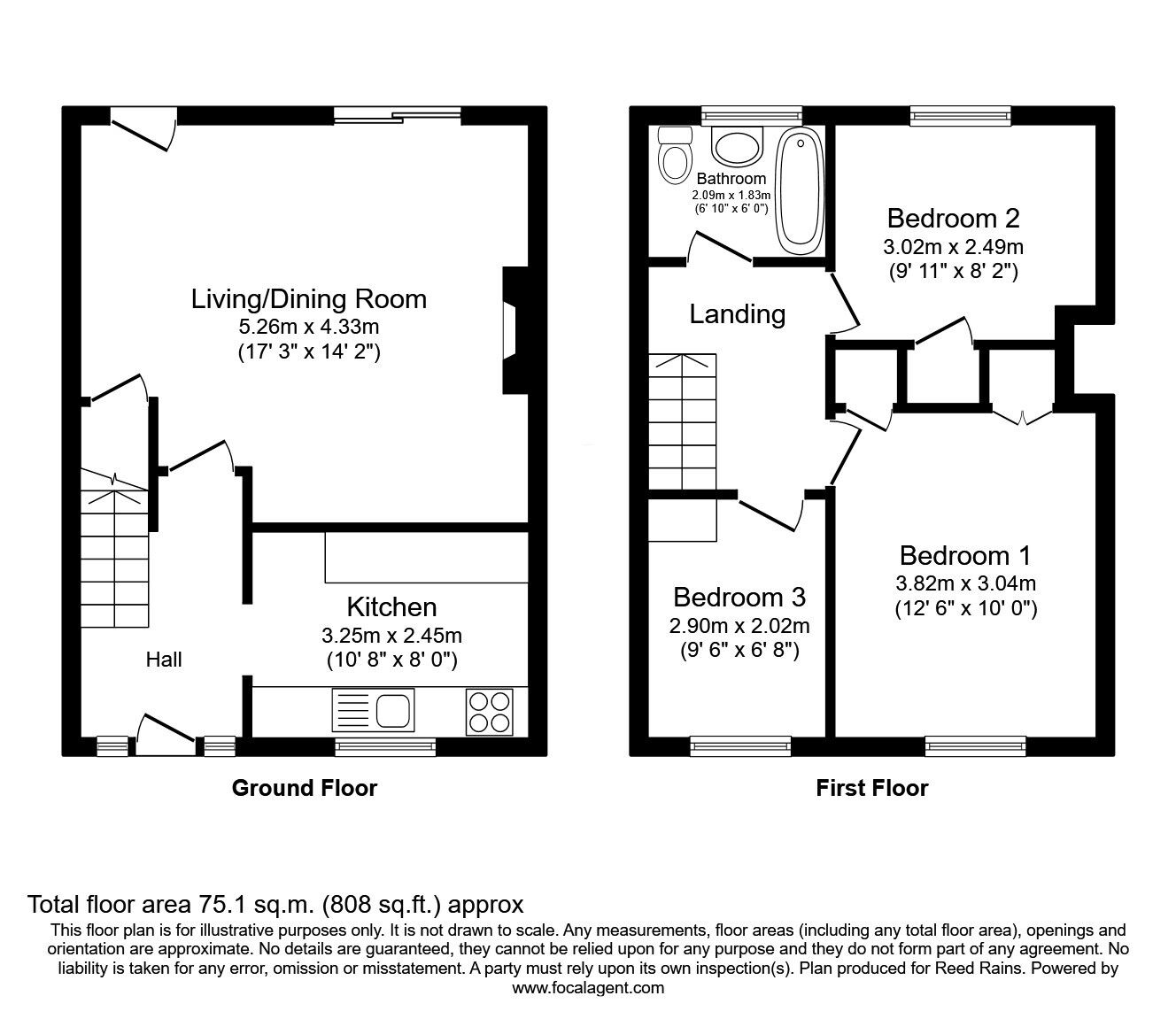 Floorplan of 3 bedroom Mid Terrace House for sale, Stoneleigh Close, Macclesfield, Cheshire, SK10