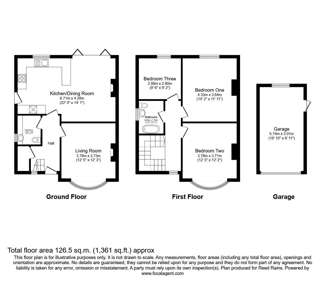 Floorplan of 3 bedroom Semi Detached House for sale, Rainow Road, Macclesfield, Cheshire, SK10