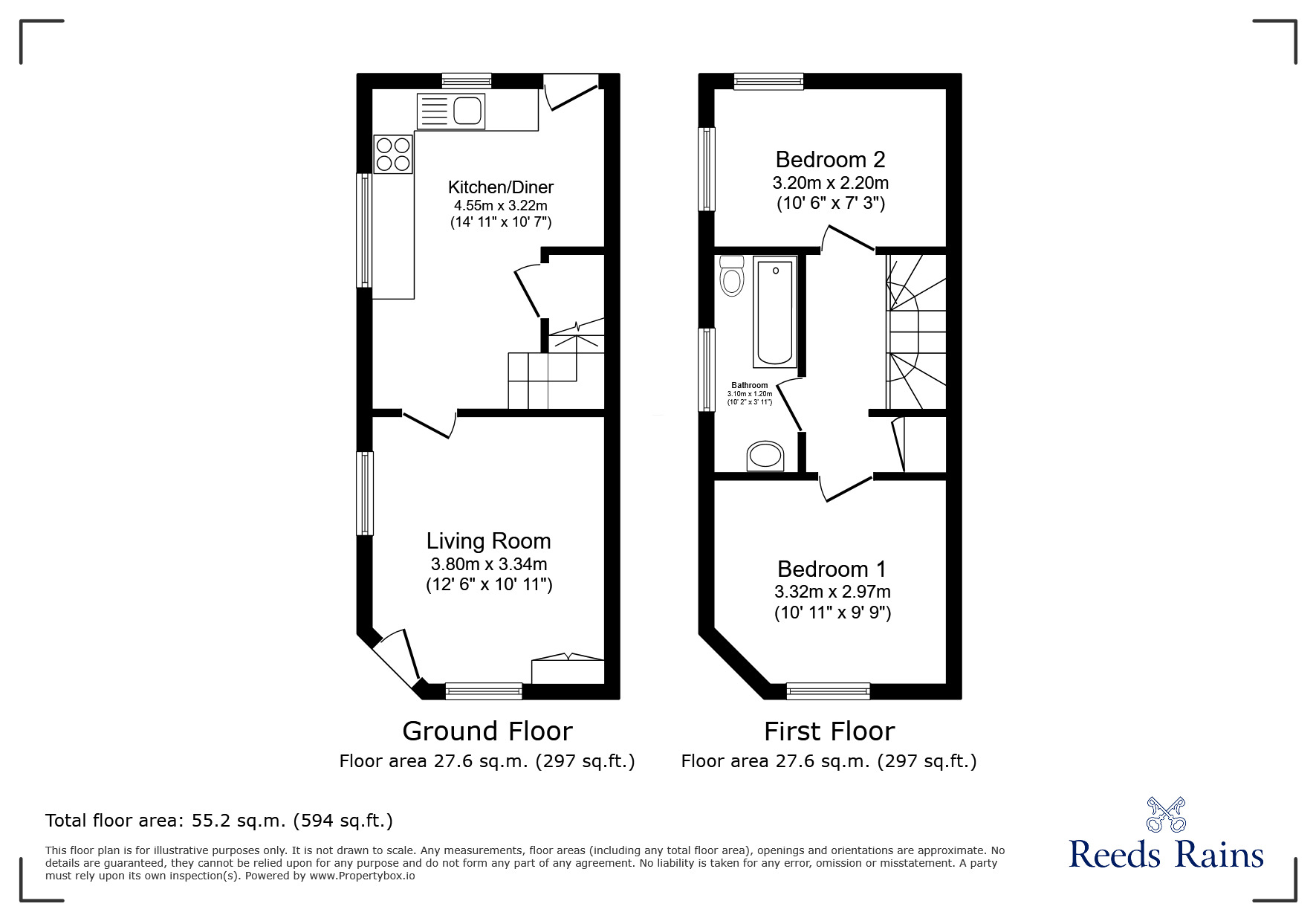 Floorplan of 2 bedroom End Terrace House to rent, St. Georges Street, Macclesfield, Cheshire, SK11