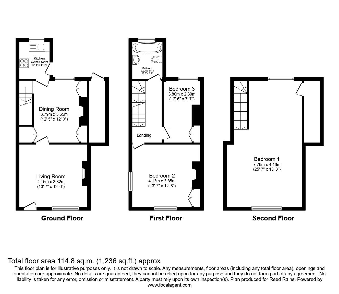Floorplan of 3 bedroom Mid Terrace House for sale, Crompton Road, Macclesfield, Cheshire, SK11