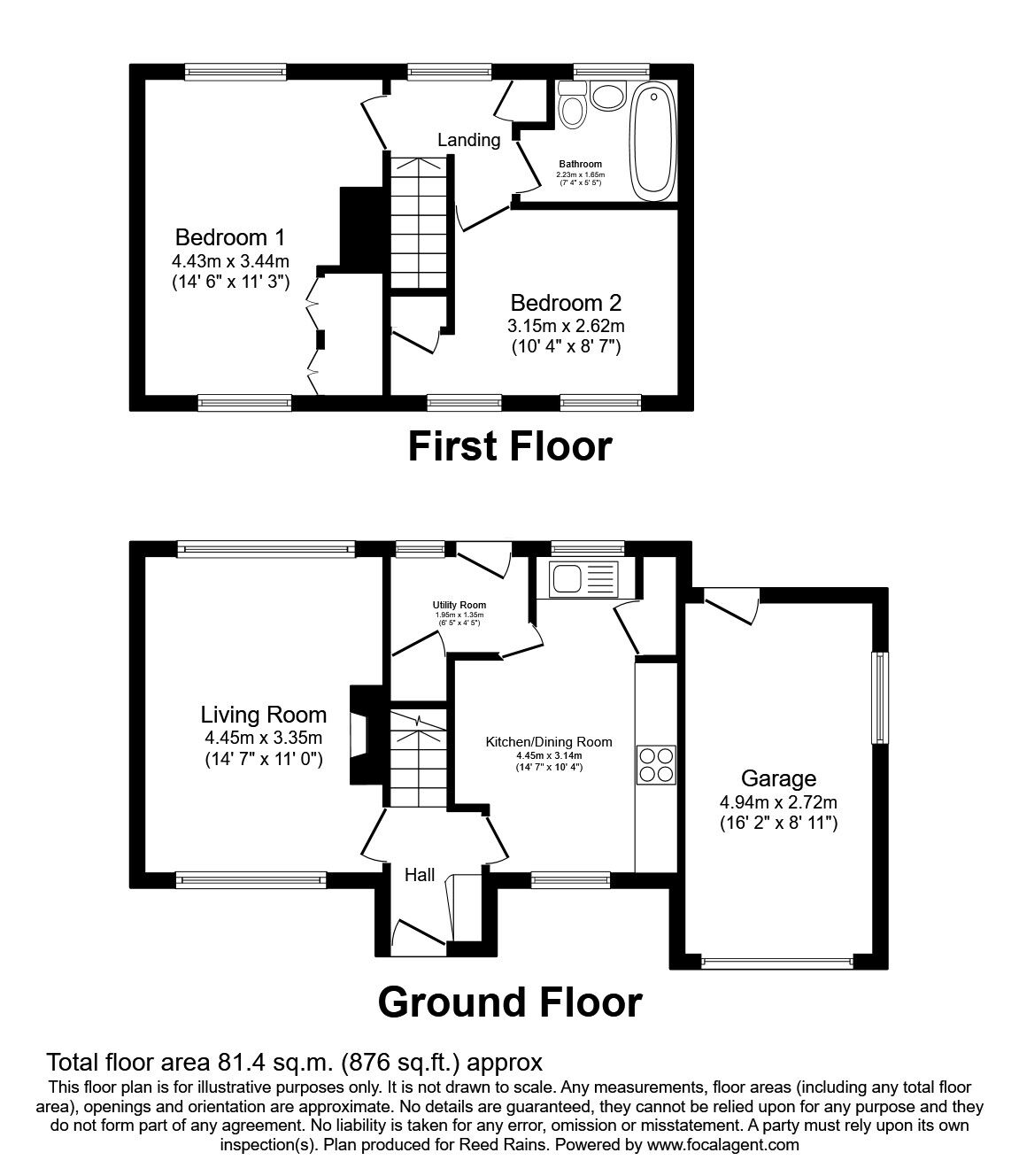 Floorplan of 2 bedroom Semi Detached House for sale, Tunnicliffe Road, Sutton, Cheshire, SK11