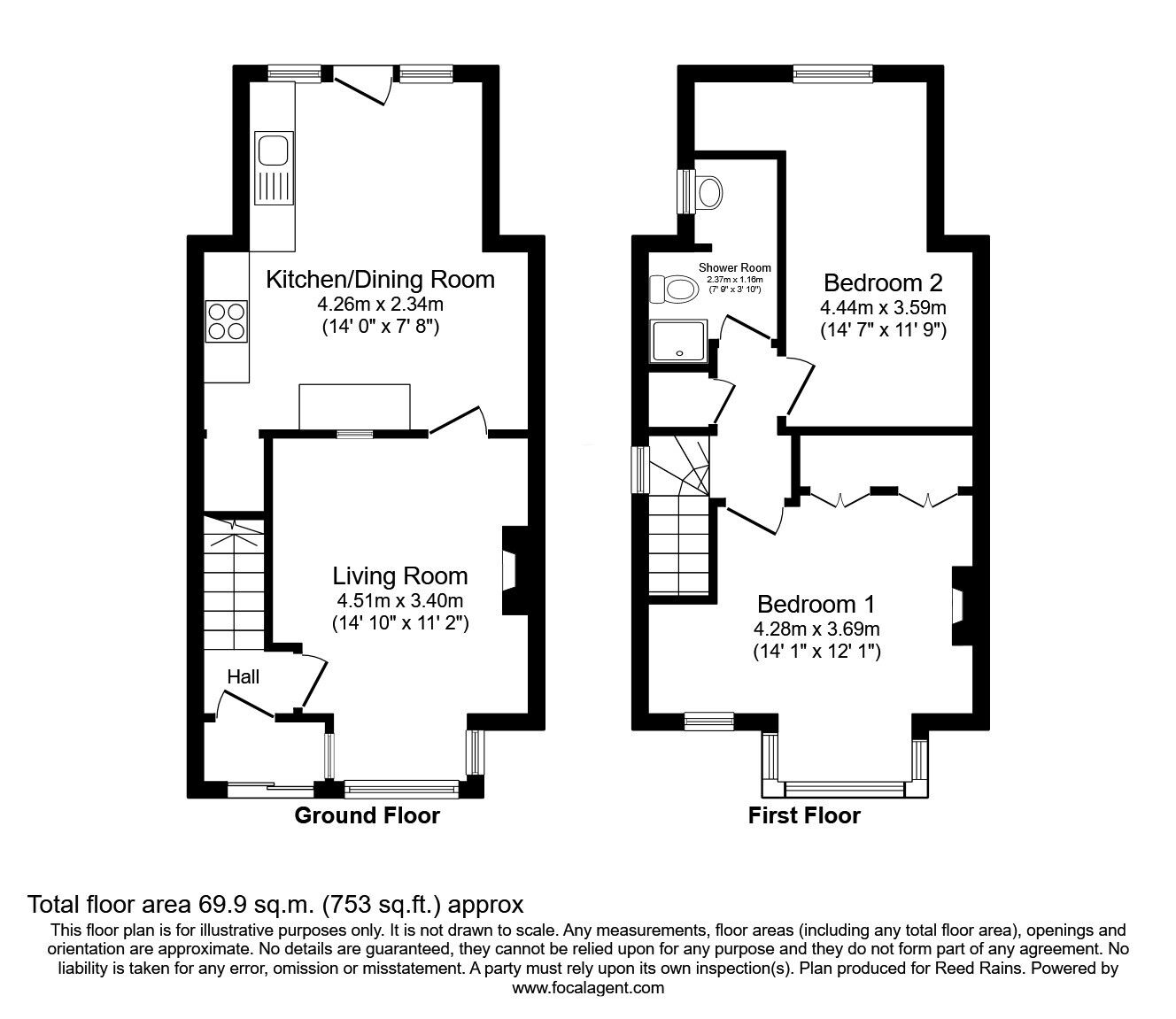 Floorplan of 2 bedroom Semi Detached House for sale, Minor Avenue, Lyme Green, Cheshire, SK11