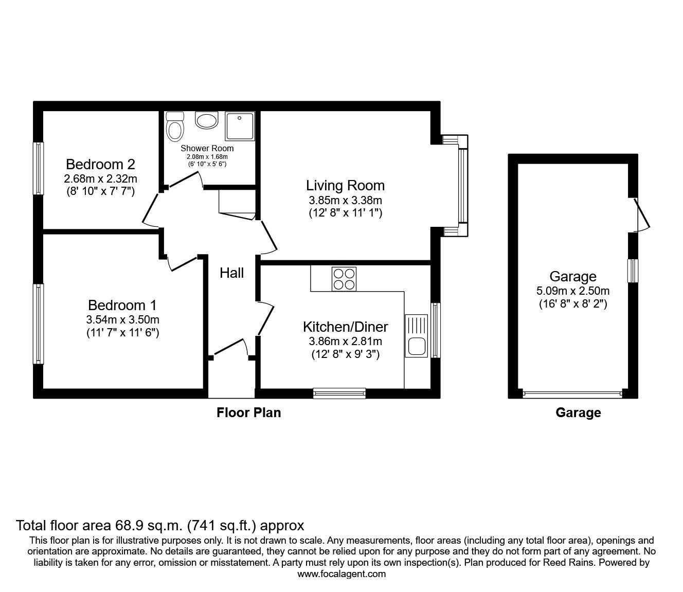 Floorplan of 2 bedroom Semi Detached Bungalow for sale, Augusta Drive, Tytherington, Cheshire, SK10