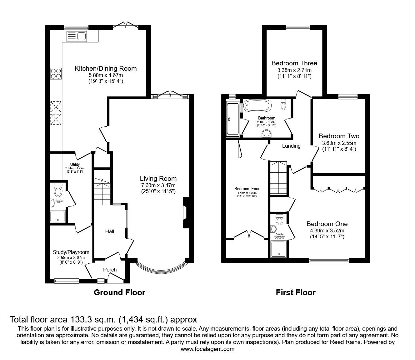 Floorplan of 4 bedroom Semi Detached House for sale, Evesham Close, Tytherington, Cheshire, SK10