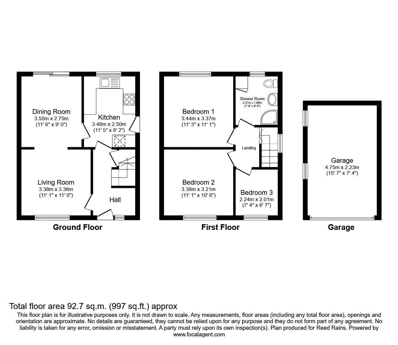 Floorplan of 3 bedroom Semi Detached House for sale, Sunningdale Road, Macclesfield, Cheshire, SK11