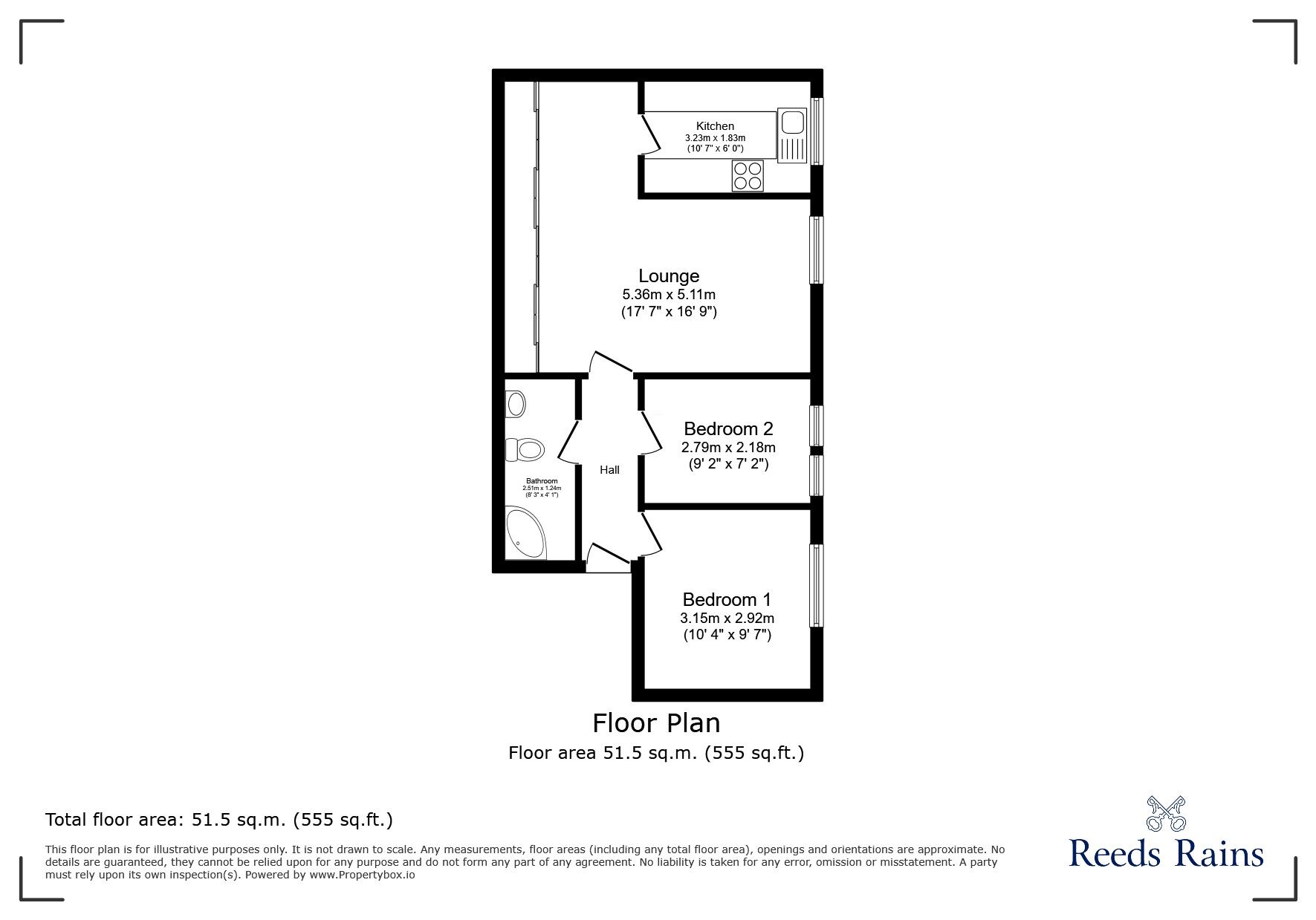 Floorplan of 2 bedroom Flat for sale, Linden Court, Macclesfield, Cheshire, SK10