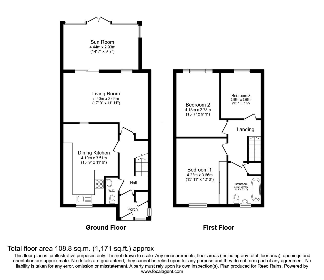 Floorplan of 3 bedroom Mid Terrace House for sale, Bransdale Way, Macclesfield, Cheshire, SK11