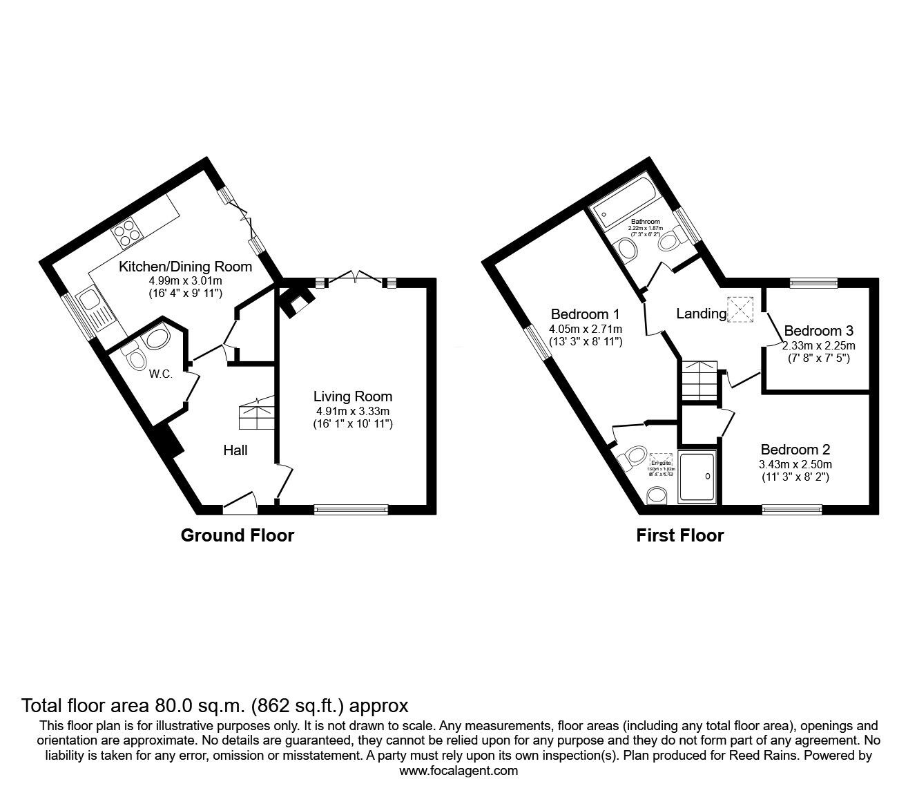 Floorplan of 3 bedroom Semi Detached House for sale, West Park Drive, Macclesfield, Cheshire, SK10