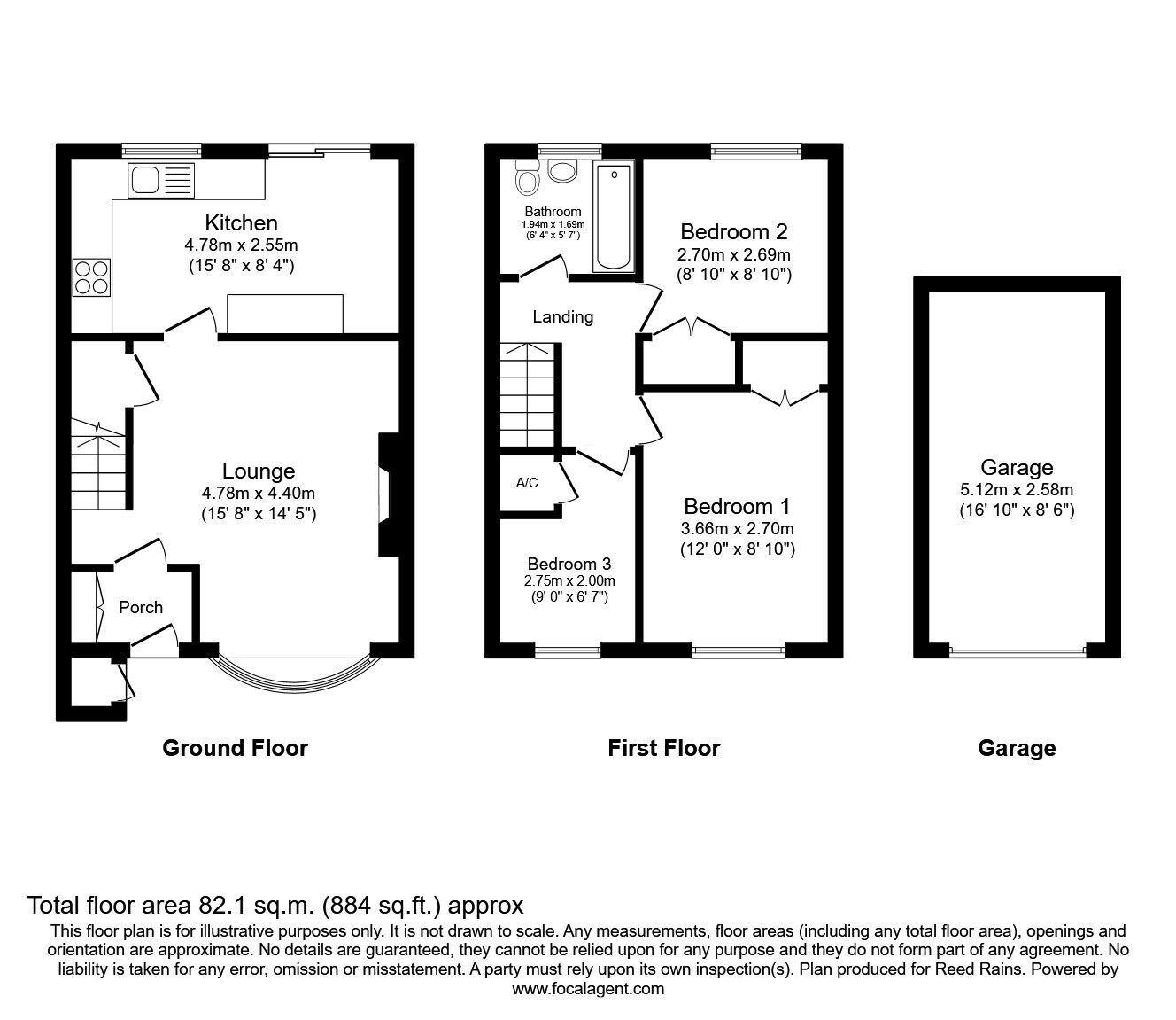 Floorplan of 3 bedroom Mid Terrace House for sale, Blyth Close, Macclesfield, Cheshire, SK10