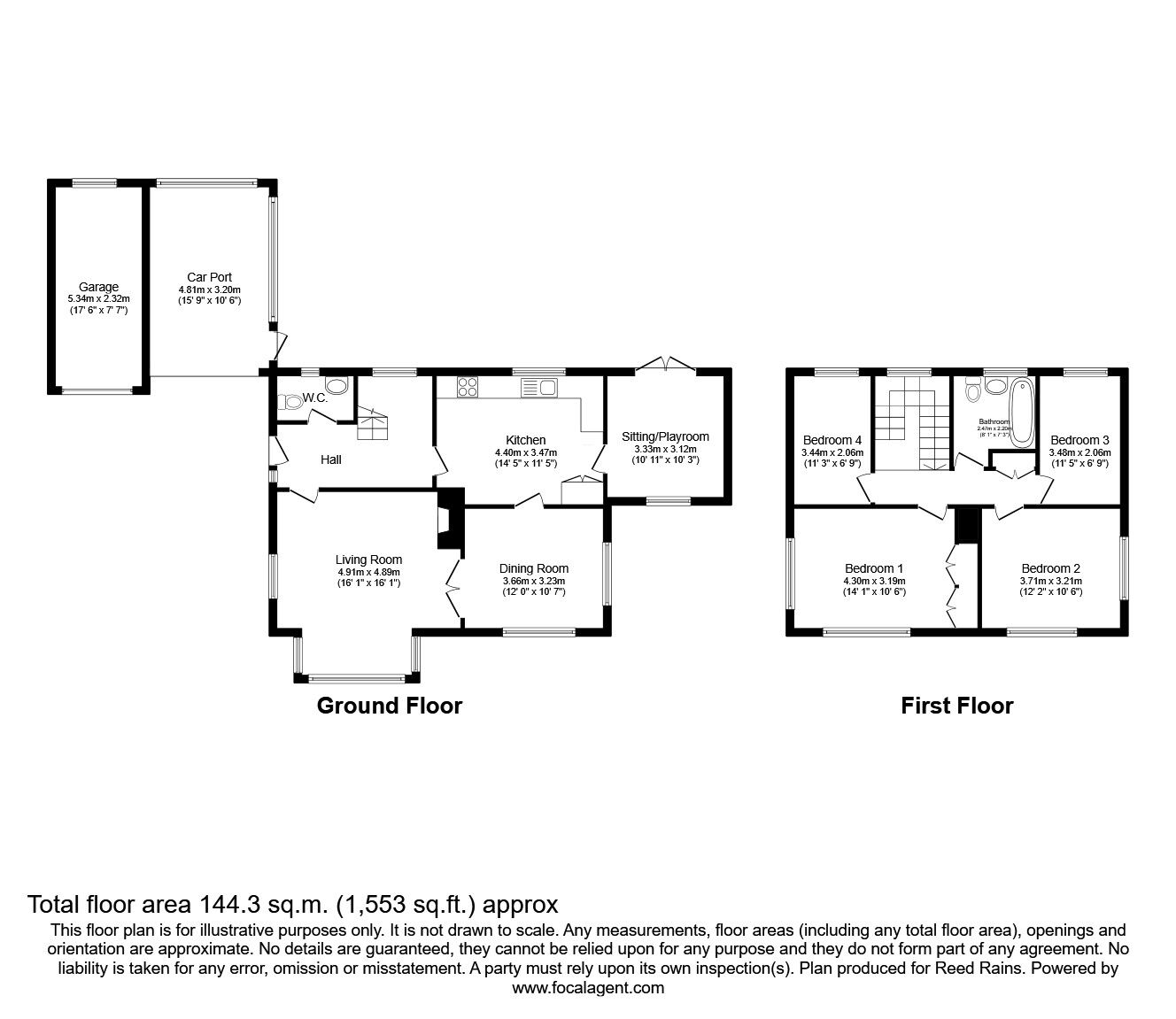 Floorplan of 4 bedroom Detached House for sale, Hall Lane, Sutton, Cheshire, SK11