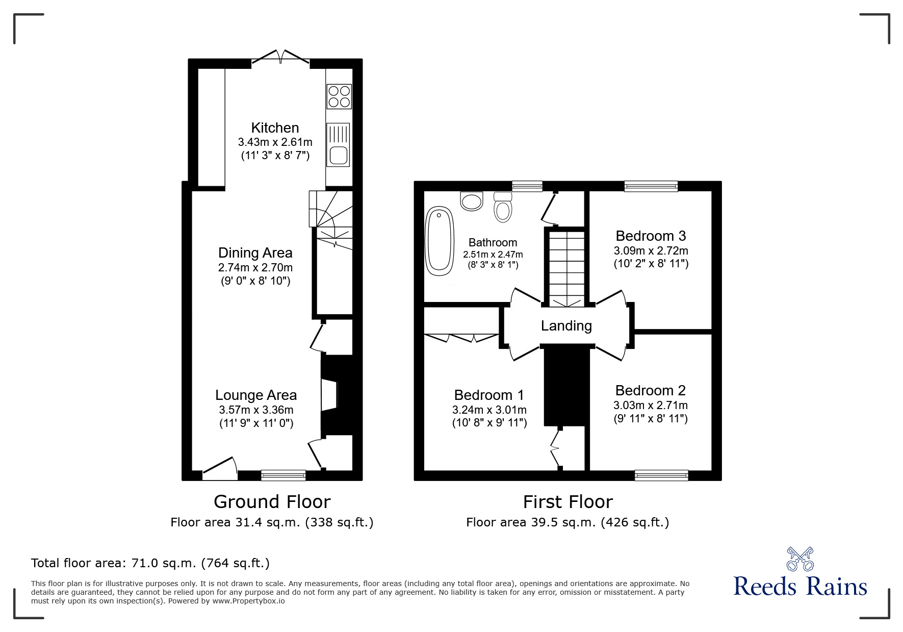 Floorplan of 3 bedroom Mid Terrace House to rent, Hurdsfield Road, Macclesfield, Cheshire, SK10