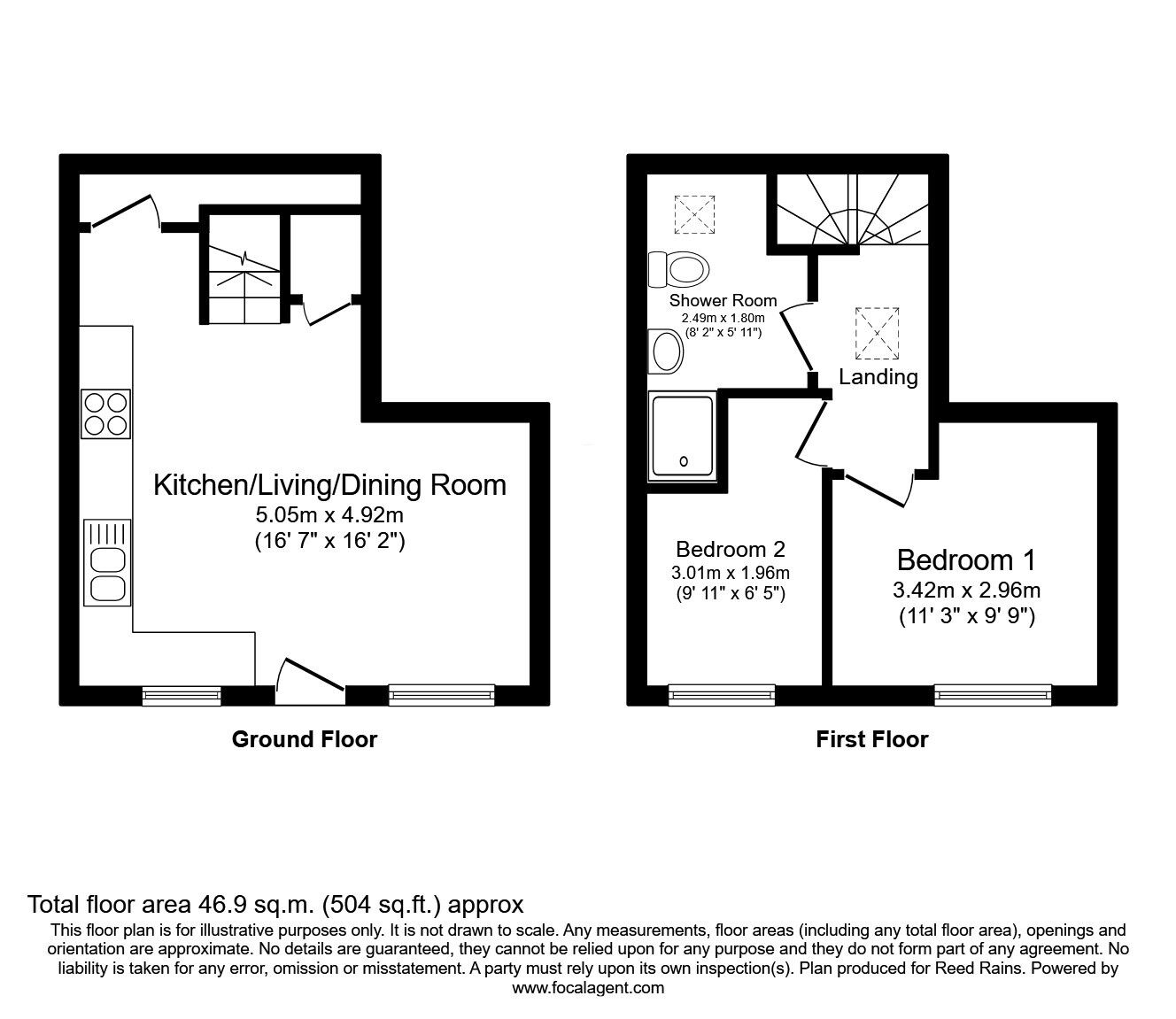 Floorplan of 2 bedroom Mid Terrace House for sale, Broken Banks, Macclesfield, Cheshire, SK11