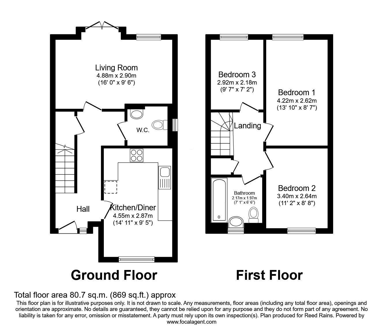 Floorplan of 3 bedroom End Terrace House for sale, Carmody Close, Manchester, M40