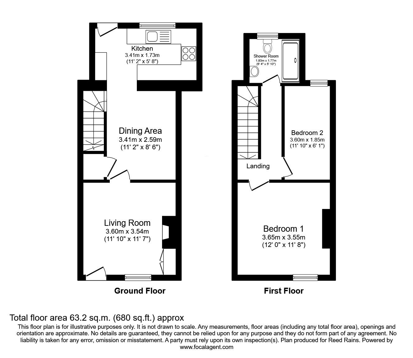 Floorplan of 2 bedroom Mid Terrace House for sale, Hollins Road, Macclesfield, Cheshire, SK11