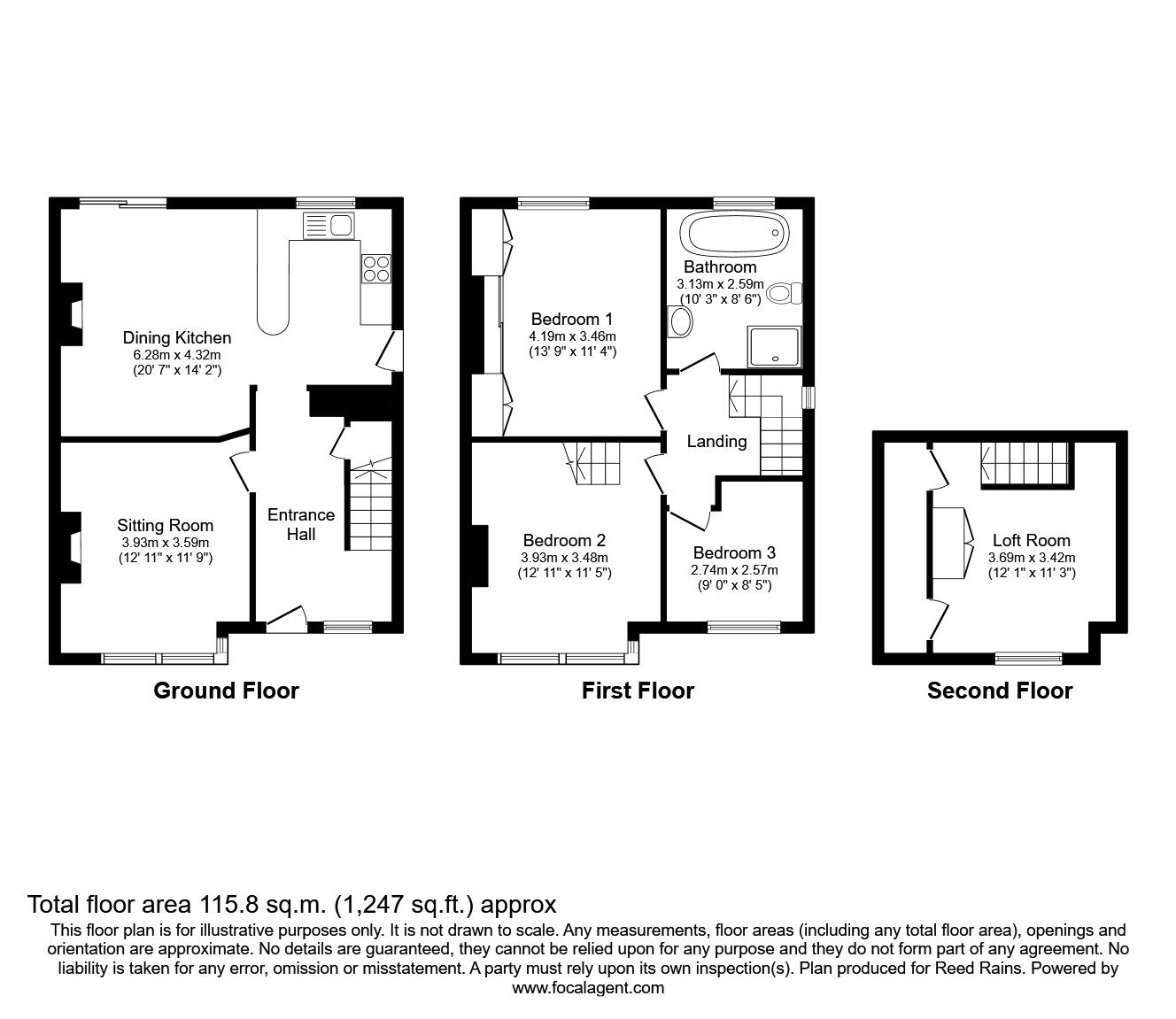 Floorplan of 3 bedroom Semi Detached House for sale, Rising Sun Road, Gawsworth, Cheshire, SK11