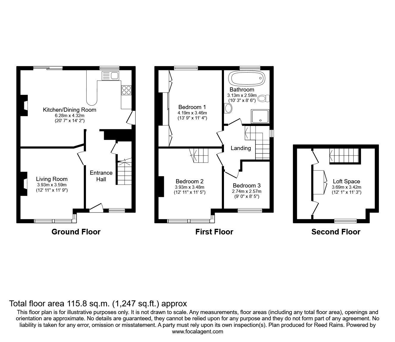 Floorplan of 3 bedroom Semi Detached House for sale, Rising Sun Road, Gawsworth, Cheshire, SK11