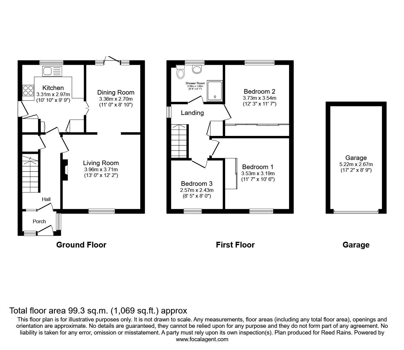 Floorplan of 3 bedroom Semi Detached House for sale, Keswick Avenue, Macclesfield, Cheshire, SK11