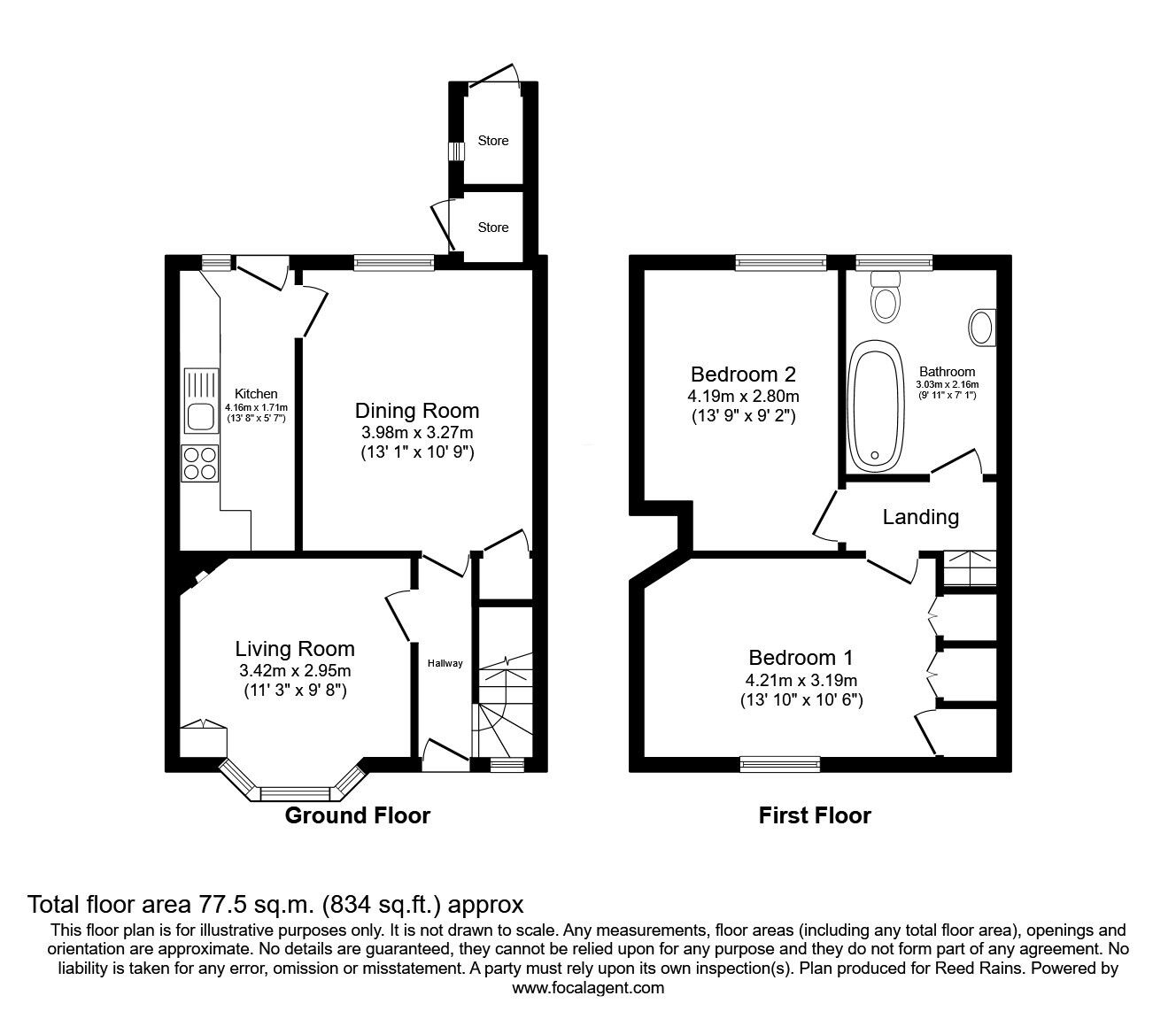Floorplan of 2 bedroom Mid Terrace House for sale, Ryle Street, Macclesfield, Cheshire, SK11