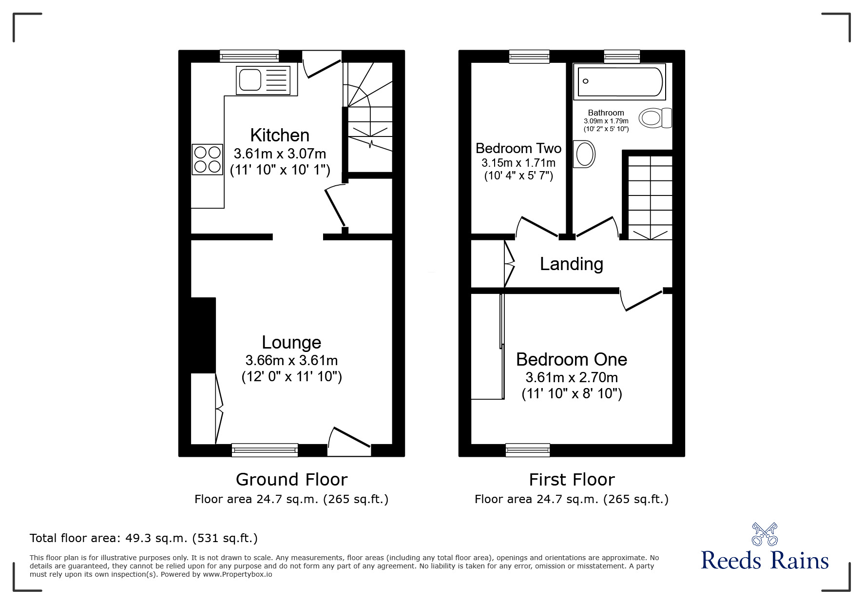 Floorplan of 2 bedroom Mid Terrace House to rent, Pitt Street, Macclesfield, Cheshire, SK11