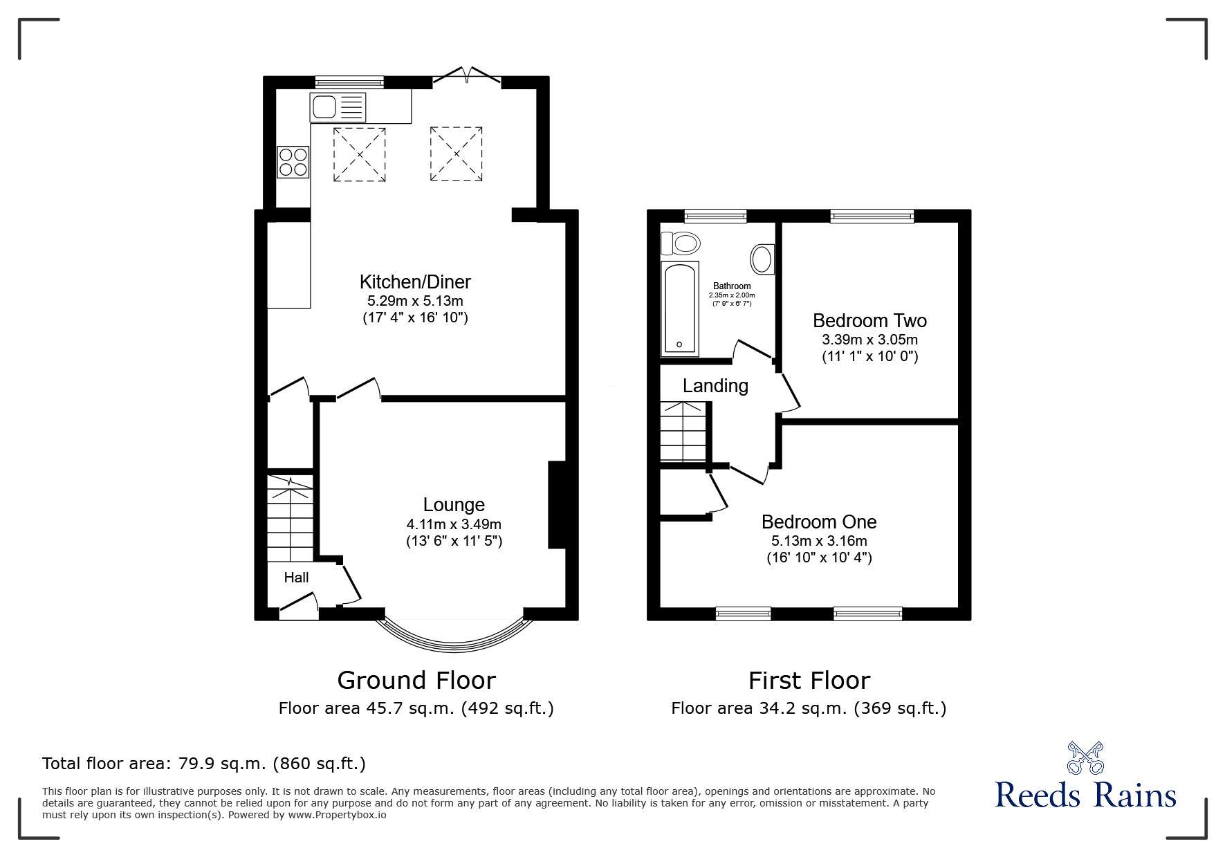 Floorplan of 2 bedroom End Terrace House to rent, Woodfin Croft, Chelford, Cheshire, SK11