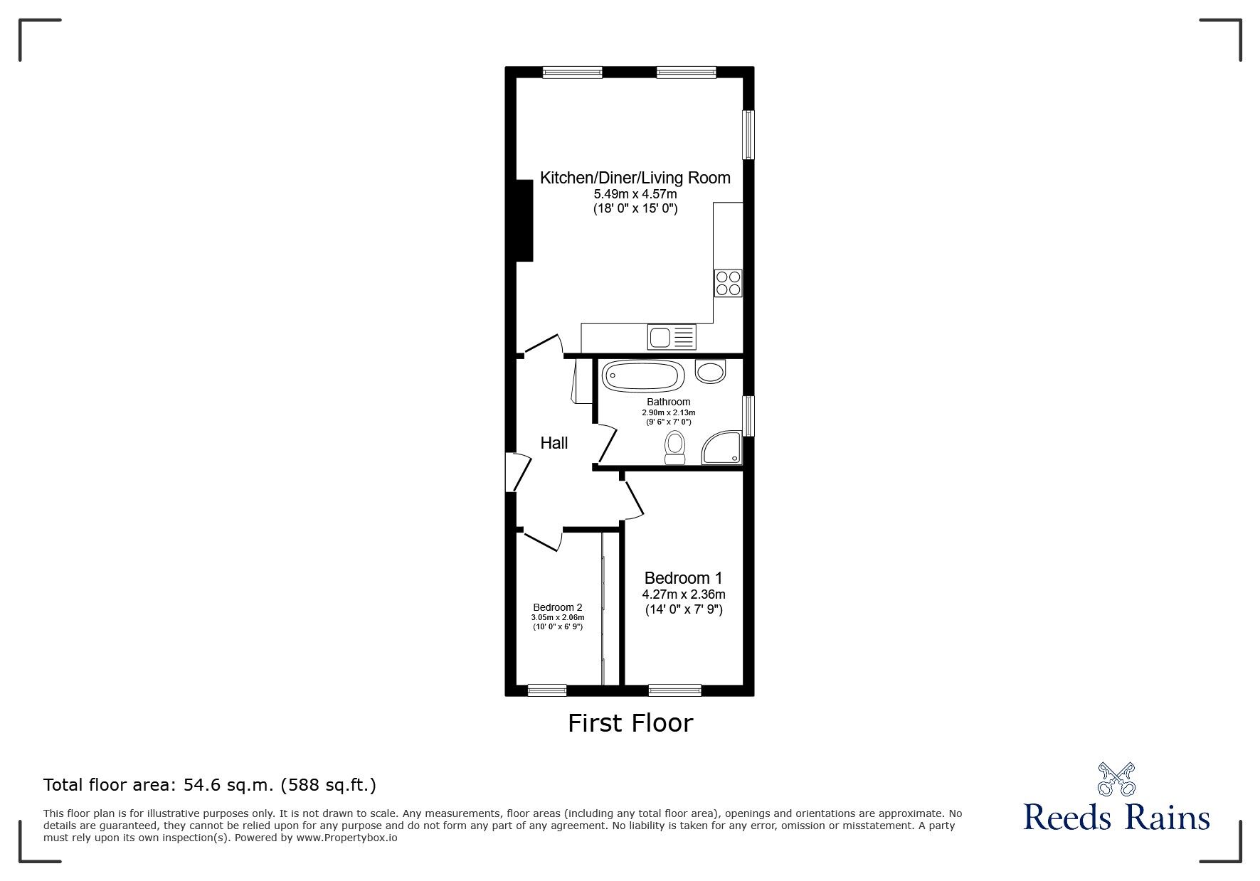 Floorplan of 2 bedroom Flat for sale, Bridge Street, Macclesfield, Cheshire, SK11