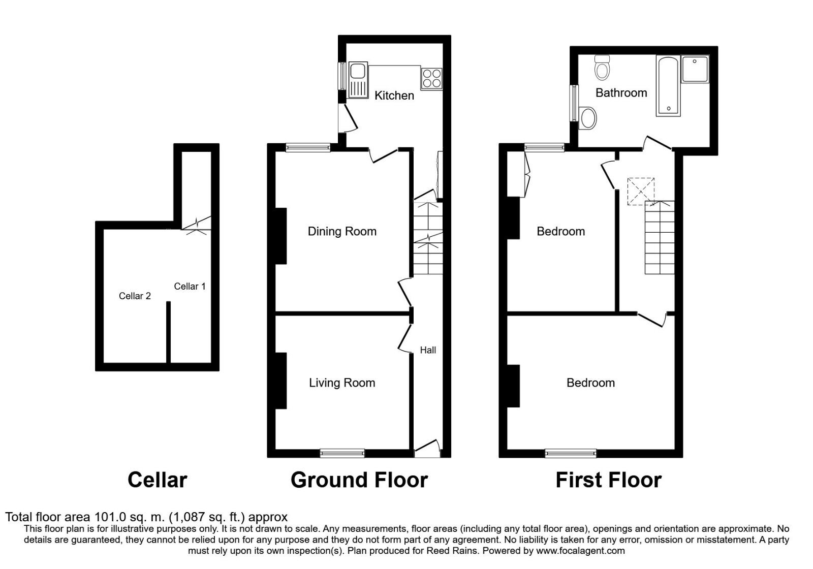 Floorplan of 2 bedroom Mid Terrace House for sale, Brook Street, Macclesfield, Cheshire, SK11