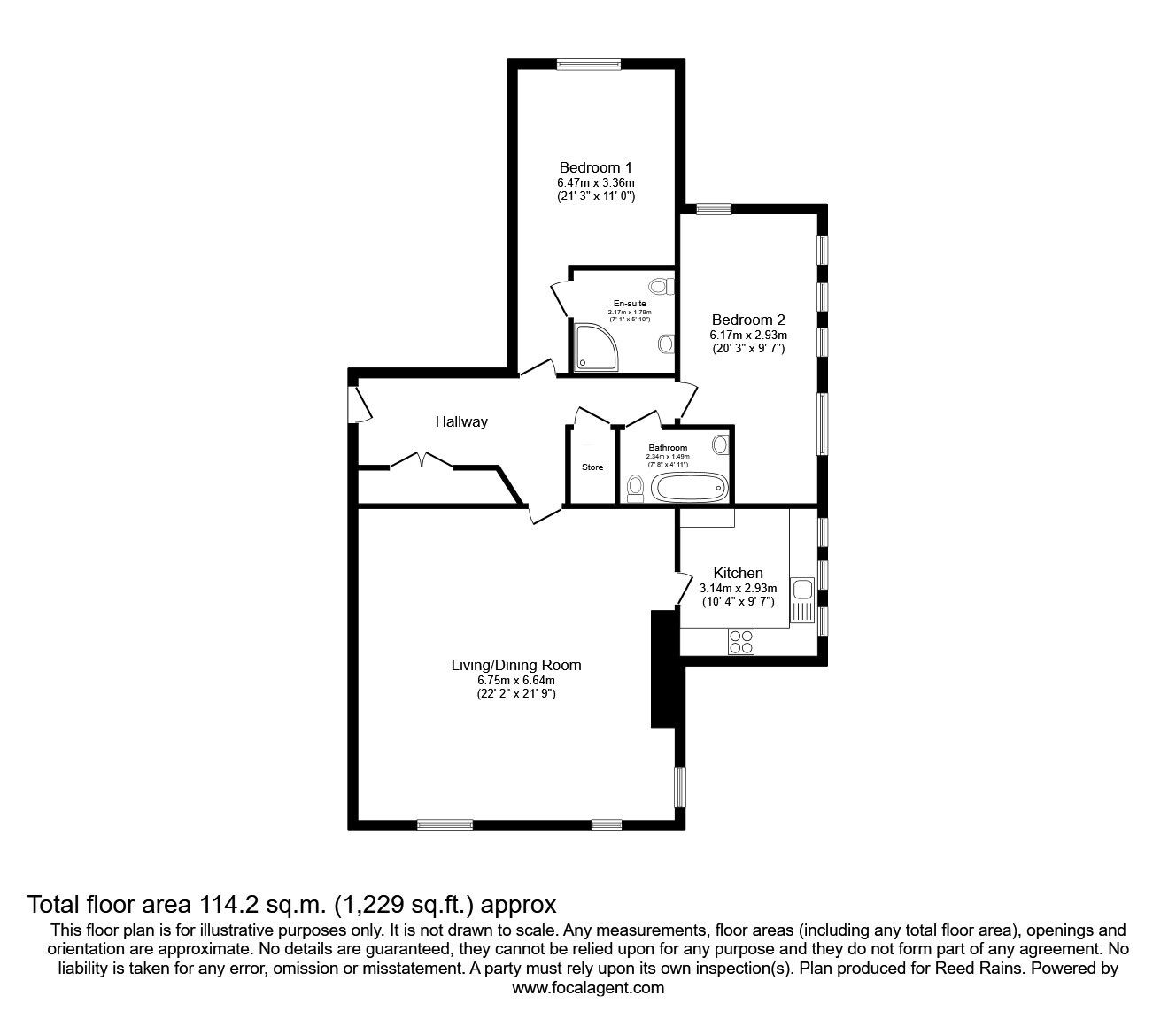 Floorplan of 2 bedroom Flat for sale, Sandringham House, Kensington Square, Cheshire, SK10
