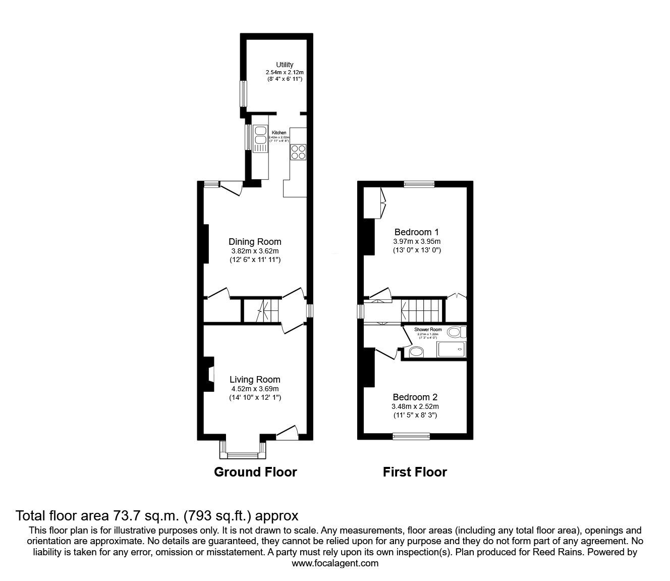 Floorplan of 2 bedroom Semi Detached House for sale, Knowsley Road, Macclesfield, Cheshire, SK11