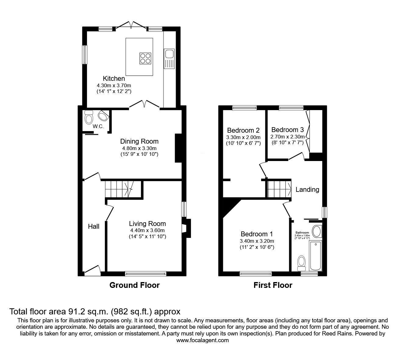 Floorplan of 3 bedroom Mid Terrace House for sale, Robin Lane, Lyme Green, Cheshire, SK11