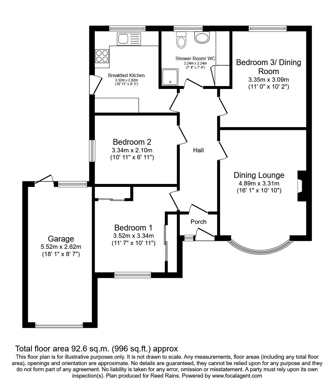 Floorplan of 3 bedroom Detached Bungalow for sale, Birchway, Bollington, Cheshire, SK10