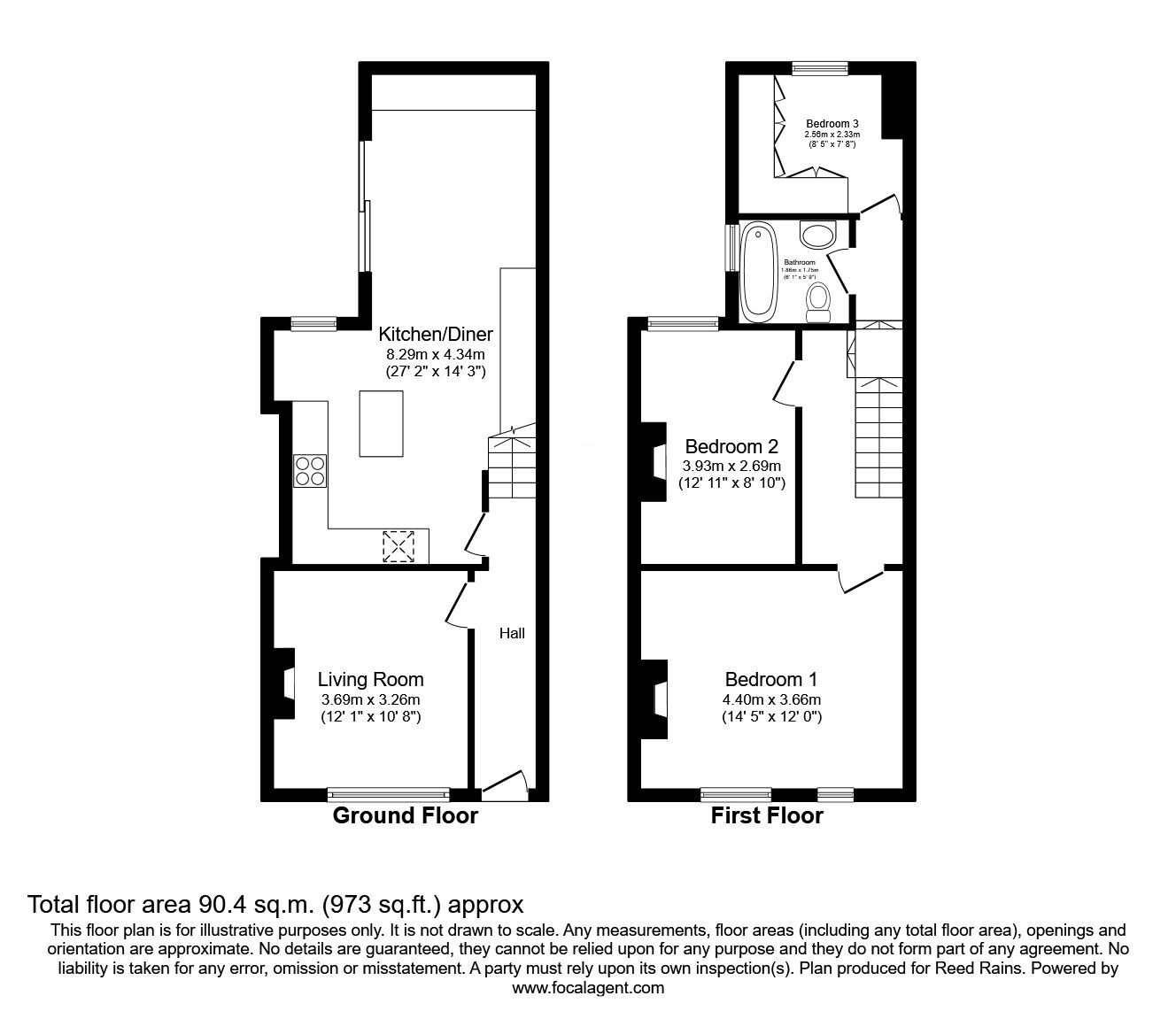 Floorplan of 3 bedroom Mid Terrace House for sale, Peter Street, Macclesfield, Cheshire, SK11