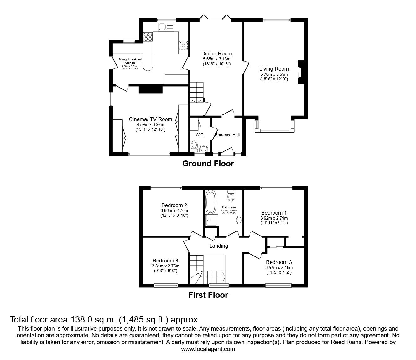 Floorplan of 4 bedroom Detached House for sale, Birch Avenue, Macclesfield, Cheshire, SK10
