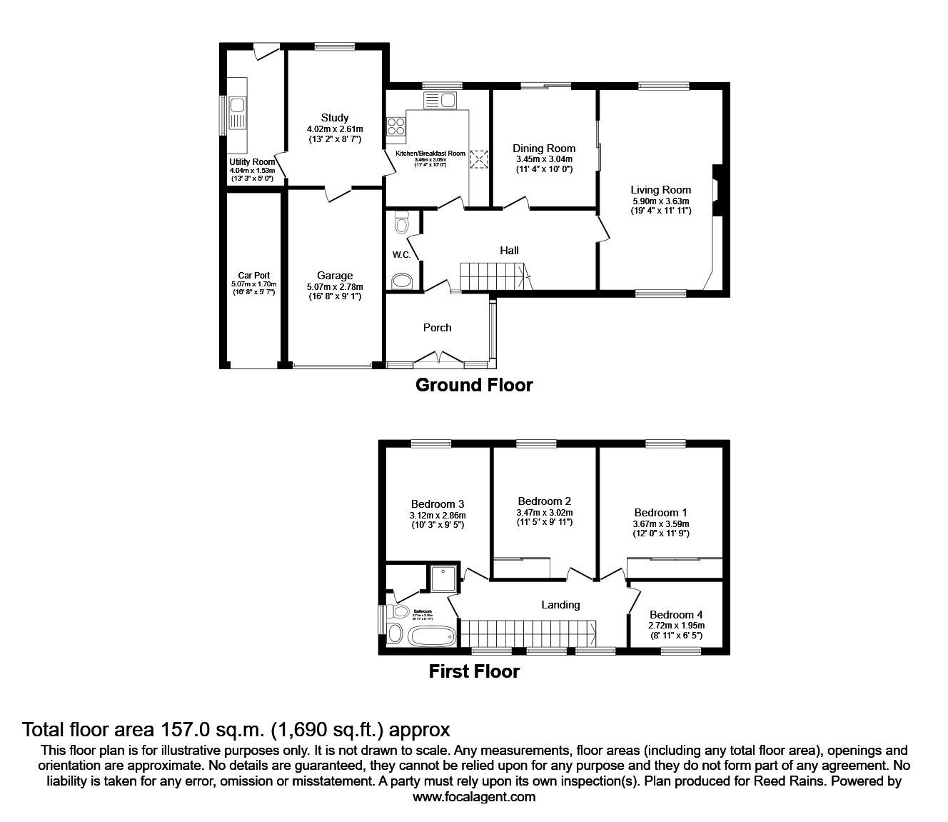 Floorplan of 4 bedroom Detached House for sale, Grasmere, Macclesfield, Cheshire, SK11