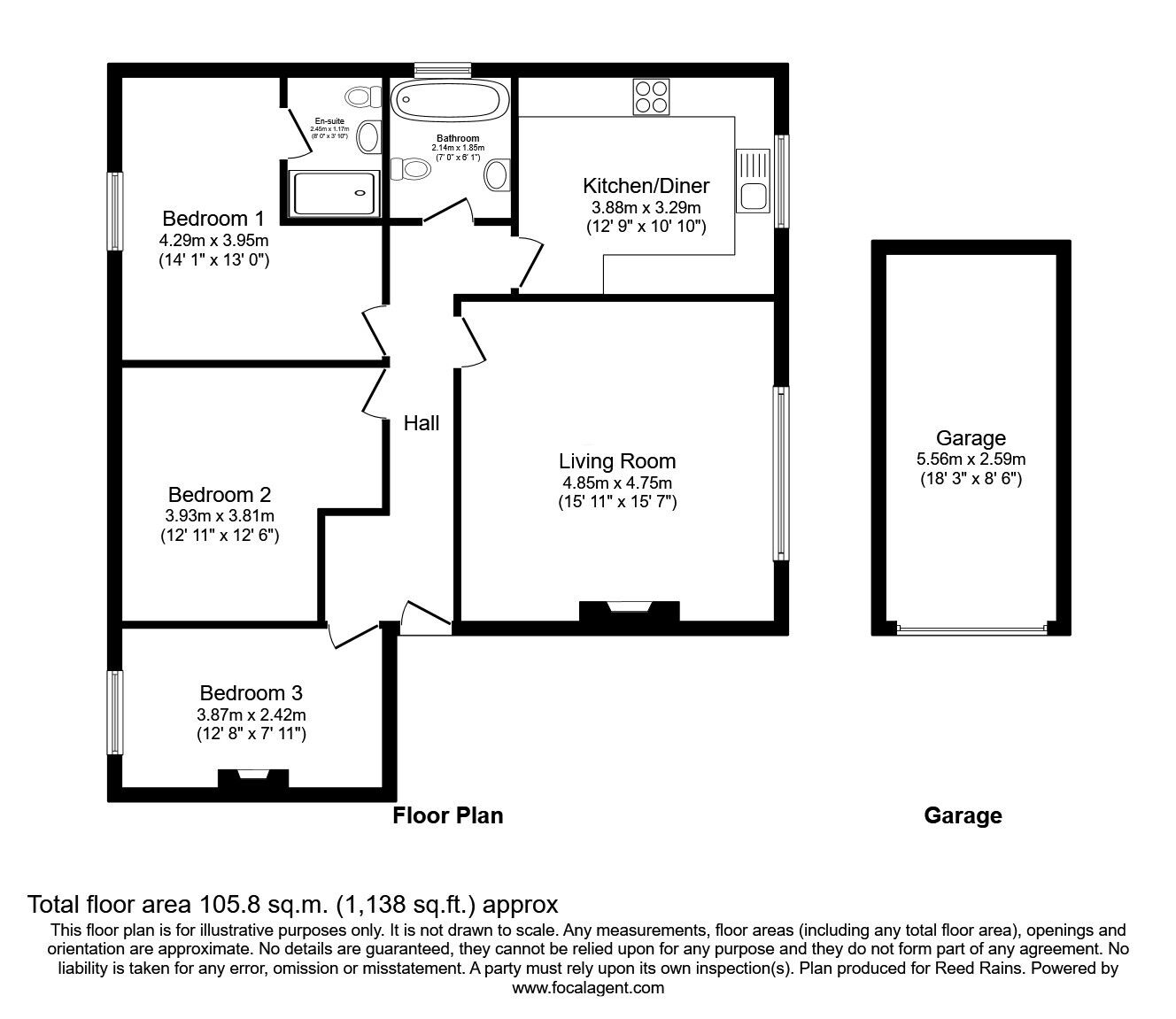 Floorplan of 3 bedroom Flat for sale, Bollinbrook Road, Macclesfield, Cheshire, SK10