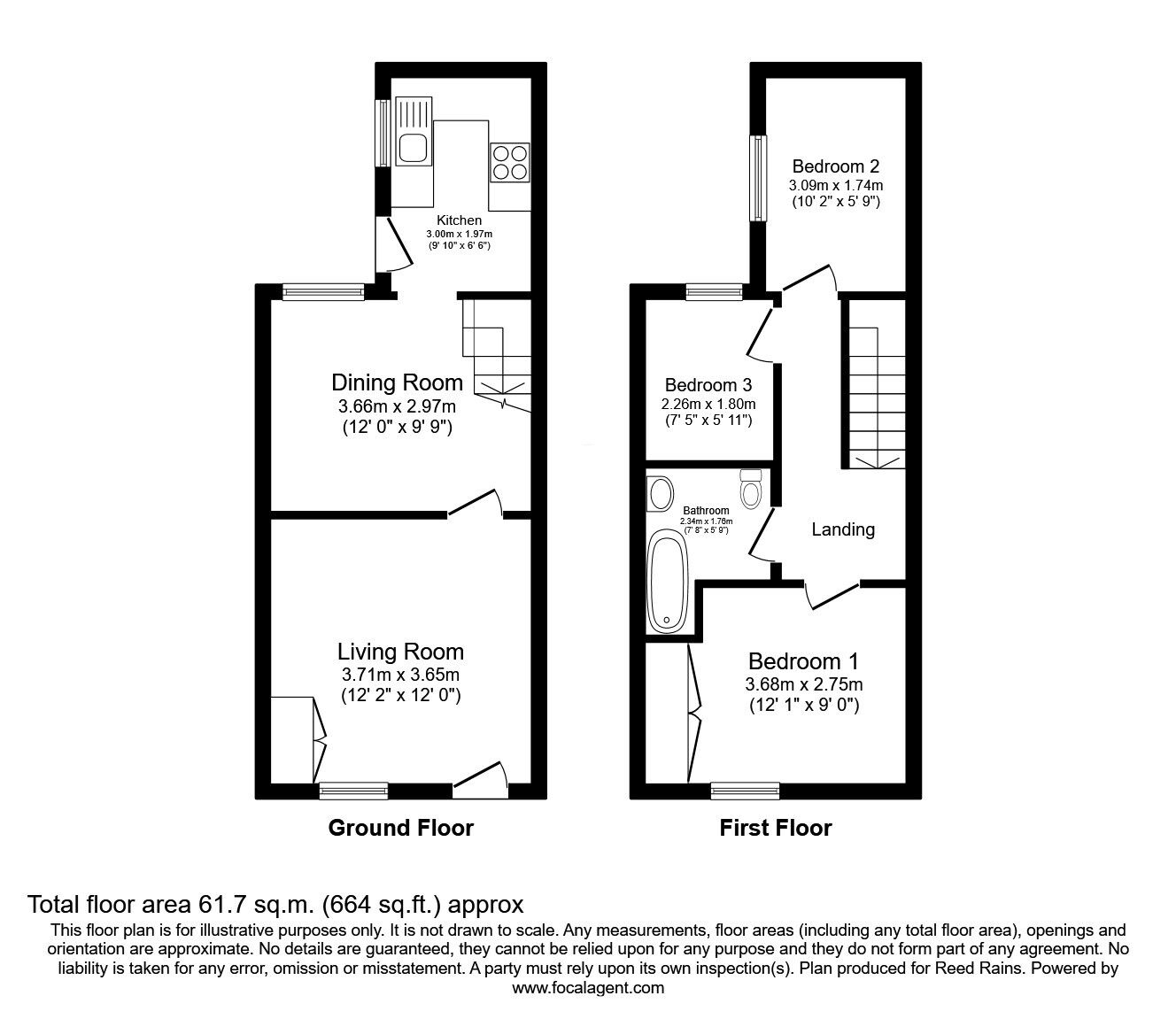 Floorplan of 3 bedroom Mid Terrace House for sale, Chester Road, Macclesfield, Cheshire, SK11