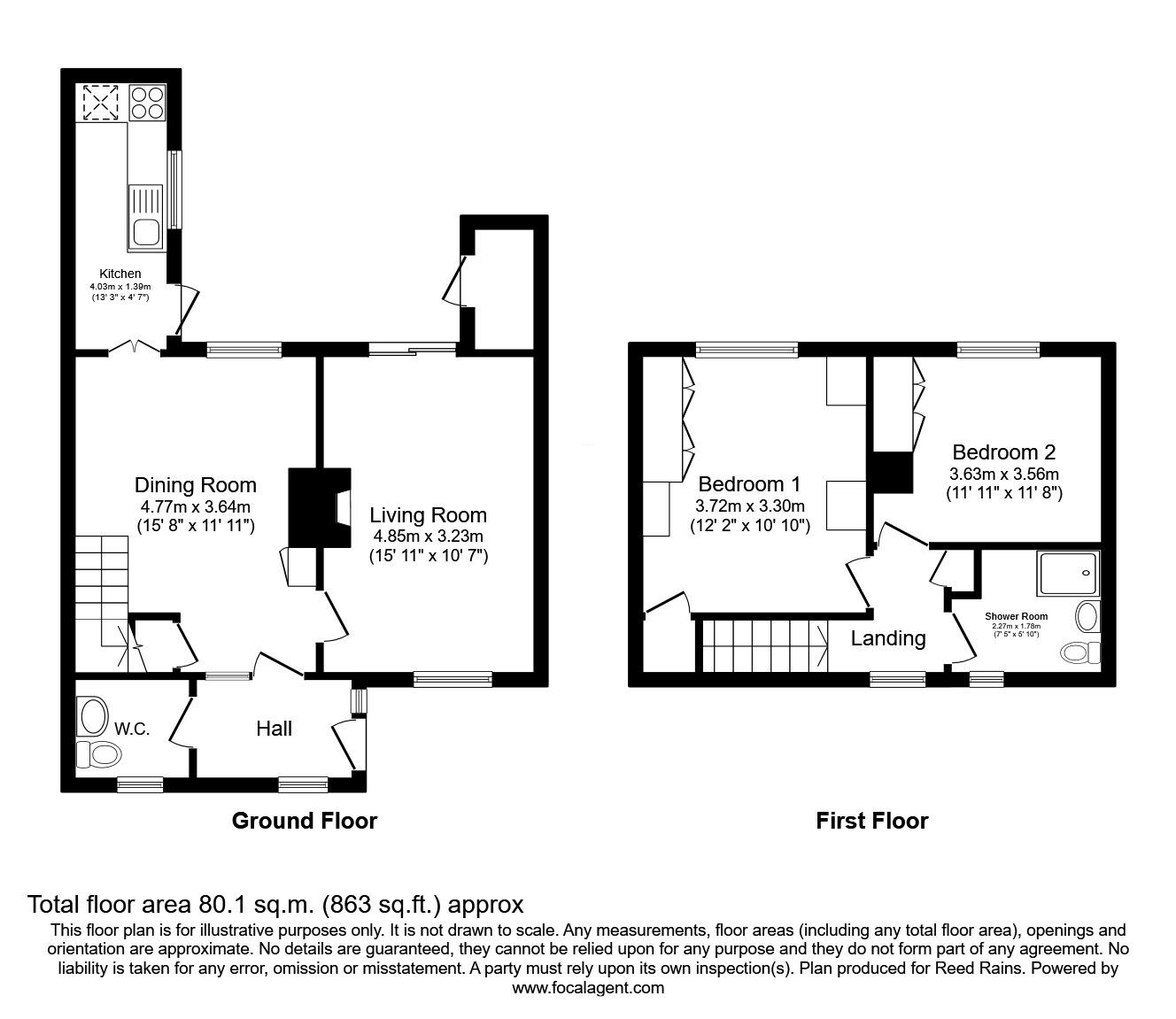 Floorplan of 2 bedroom Mid Terrace House for sale, Tenby Road, Macclesfield, Cheshire, SK11