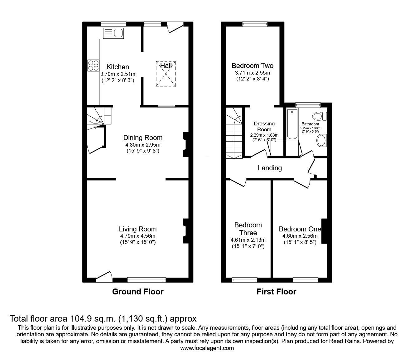 Floorplan of 3 bedroom Mid Terrace House for sale, Moss Lane, Bollington, Cheshire, SK10