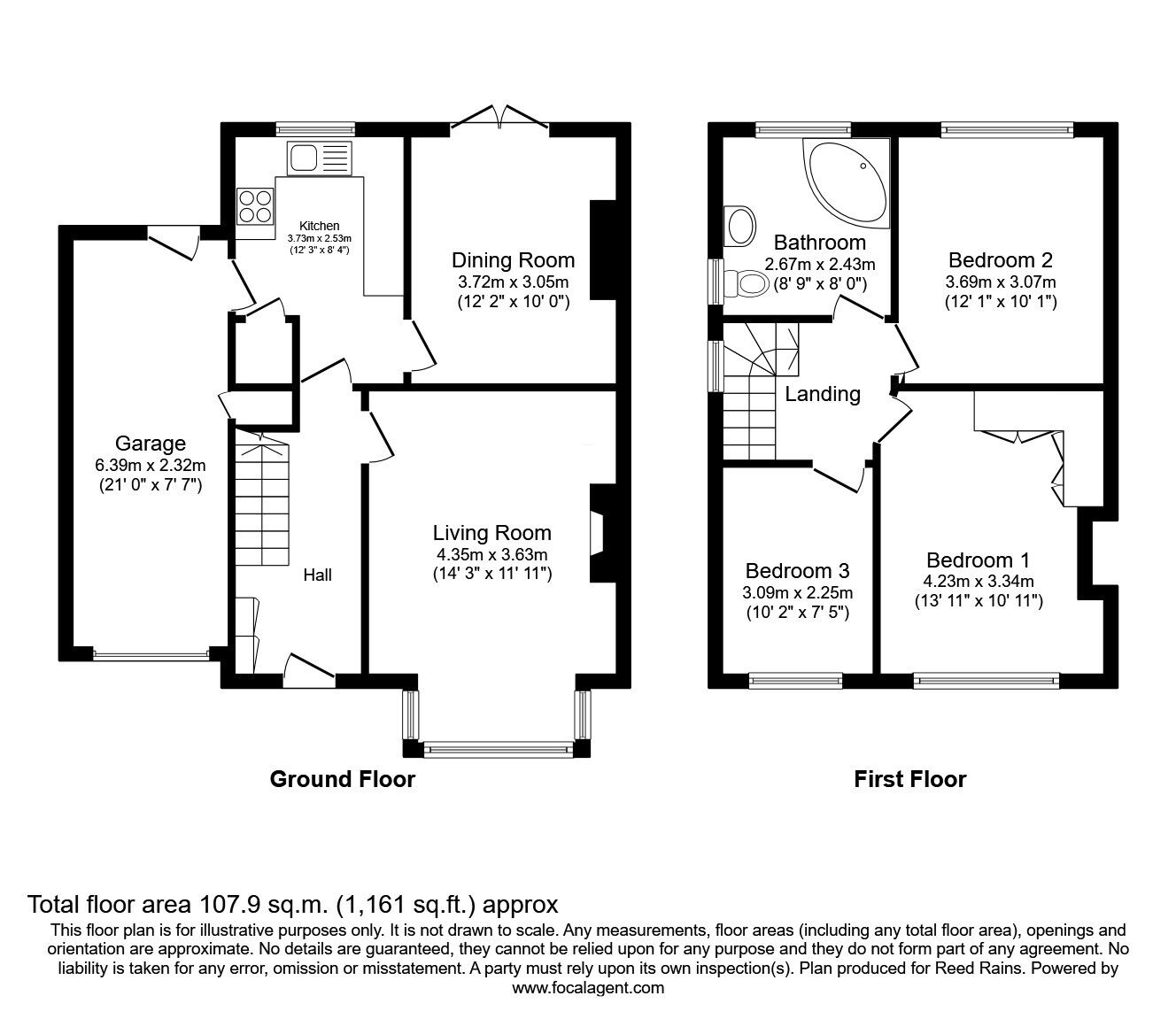 Floorplan of 3 bedroom Semi Detached House for sale, Clifford Road, Macclesfield, Cheshire, SK11