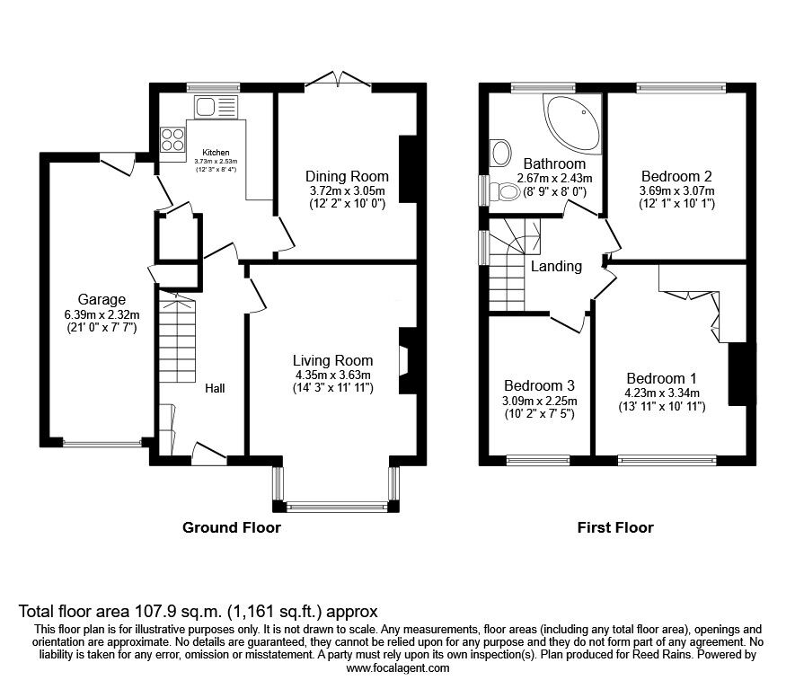 Floorplan of 3 bedroom Semi Detached House for sale, Clifford Road, Macclesfield, Cheshire, SK11
