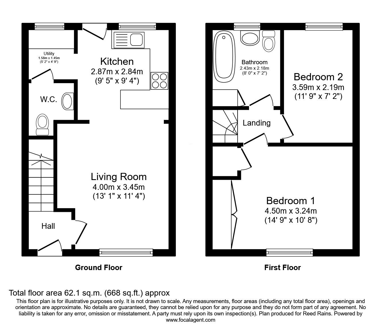 Floorplan of 2 bedroom Mid Terrace House for sale, Whiston Close, Macclesfield, Cheshire, SK11