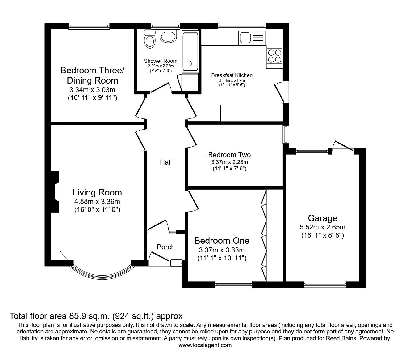 Floorplan of 3 bedroom Detached Bungalow for sale, Birchway, Bollington, Cheshire, SK10