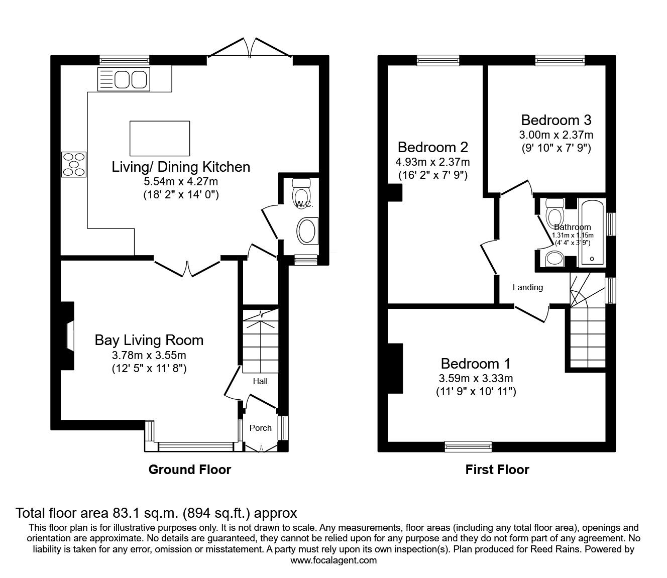 Floorplan of 3 bedroom Semi Detached House for sale, Minor Avenue, Lyme Green, Cheshire, SK11