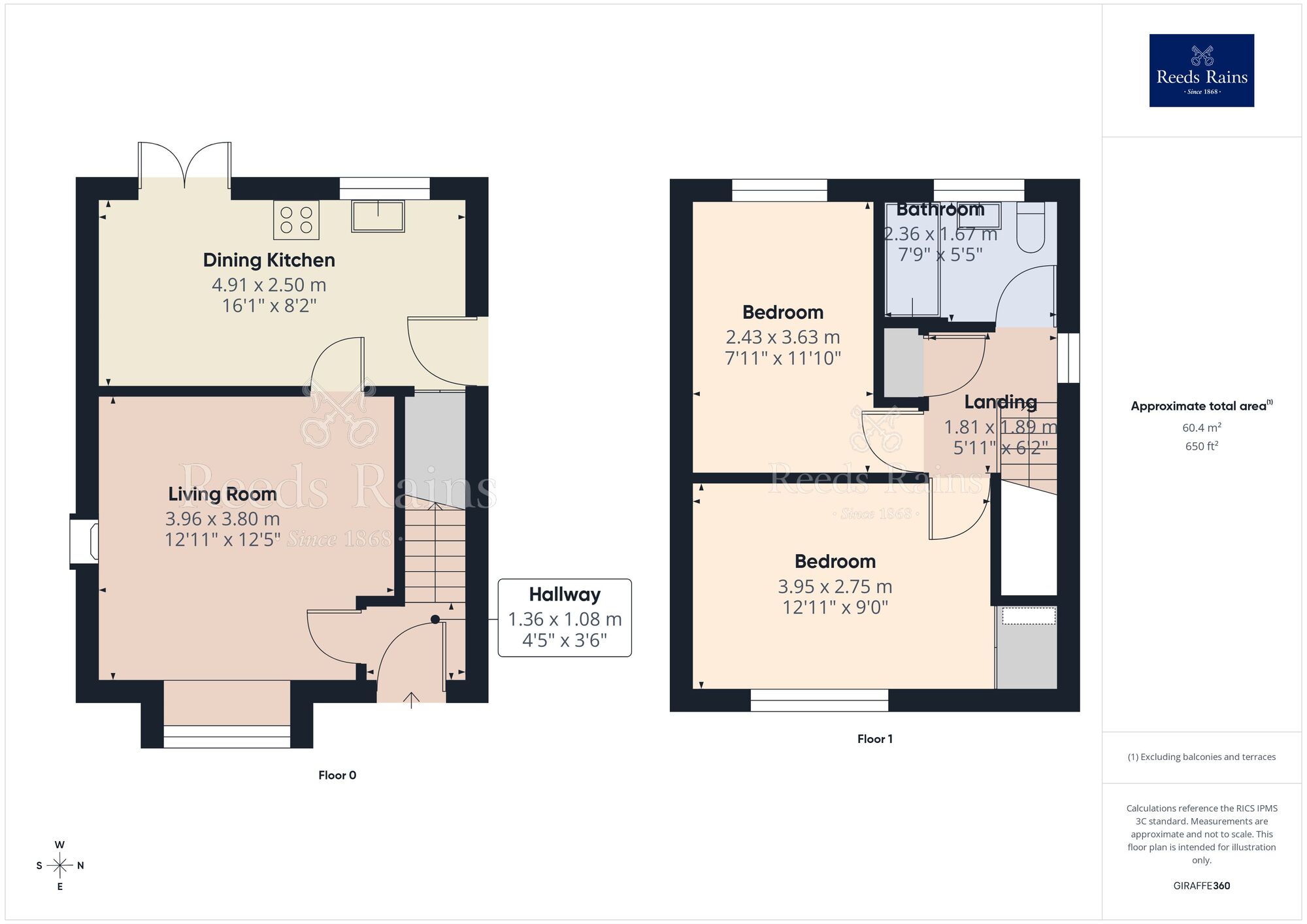 Floorplan of 2 bedroom Semi Detached House for sale, Stevenage Drive, Macclesfield, Cheshire, SK11